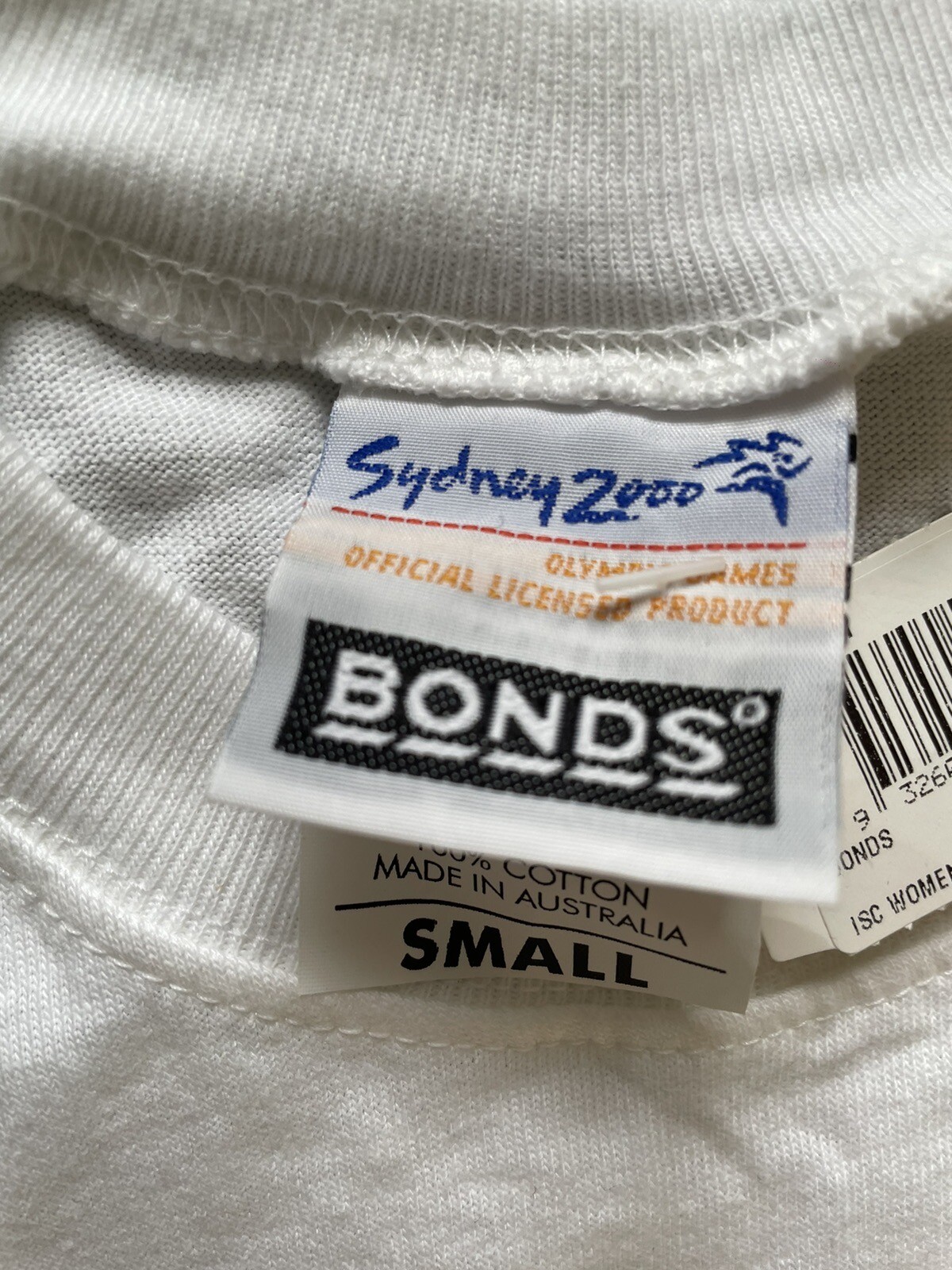 2000 Bonds Sydney Olympics T Shirt White Unisex Mens Size S High Collar NWT