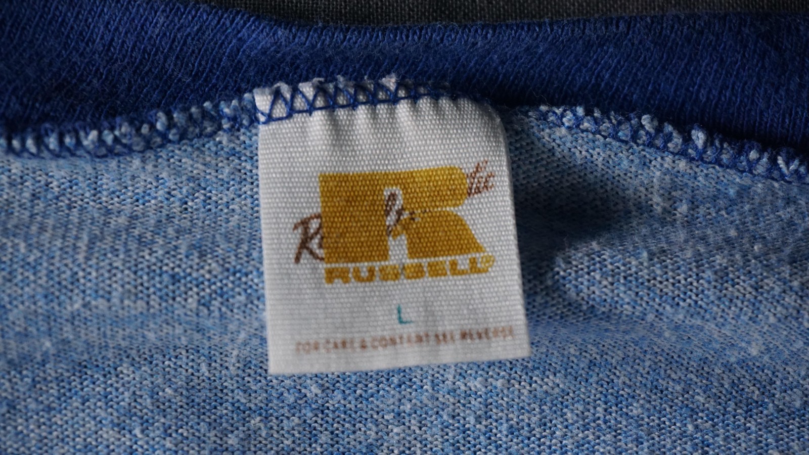 Vintage Mr. Bill Show Shirt Mens Large Blue Raglan V Neck Russell Made USA 80s