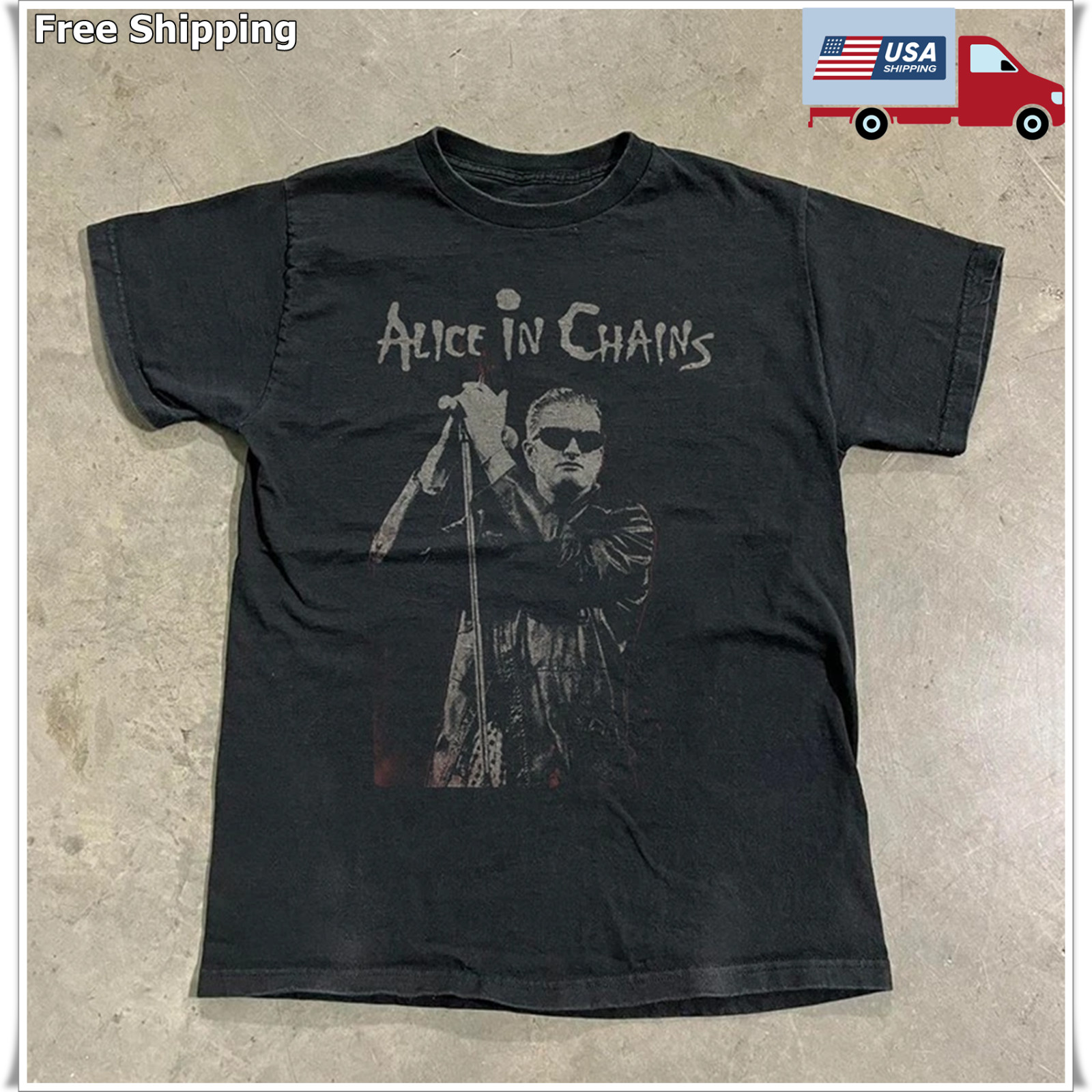 Alice In Chains Layne Staley Graphic T-shirt, Unisex Black T-shirt, Size S-5XL