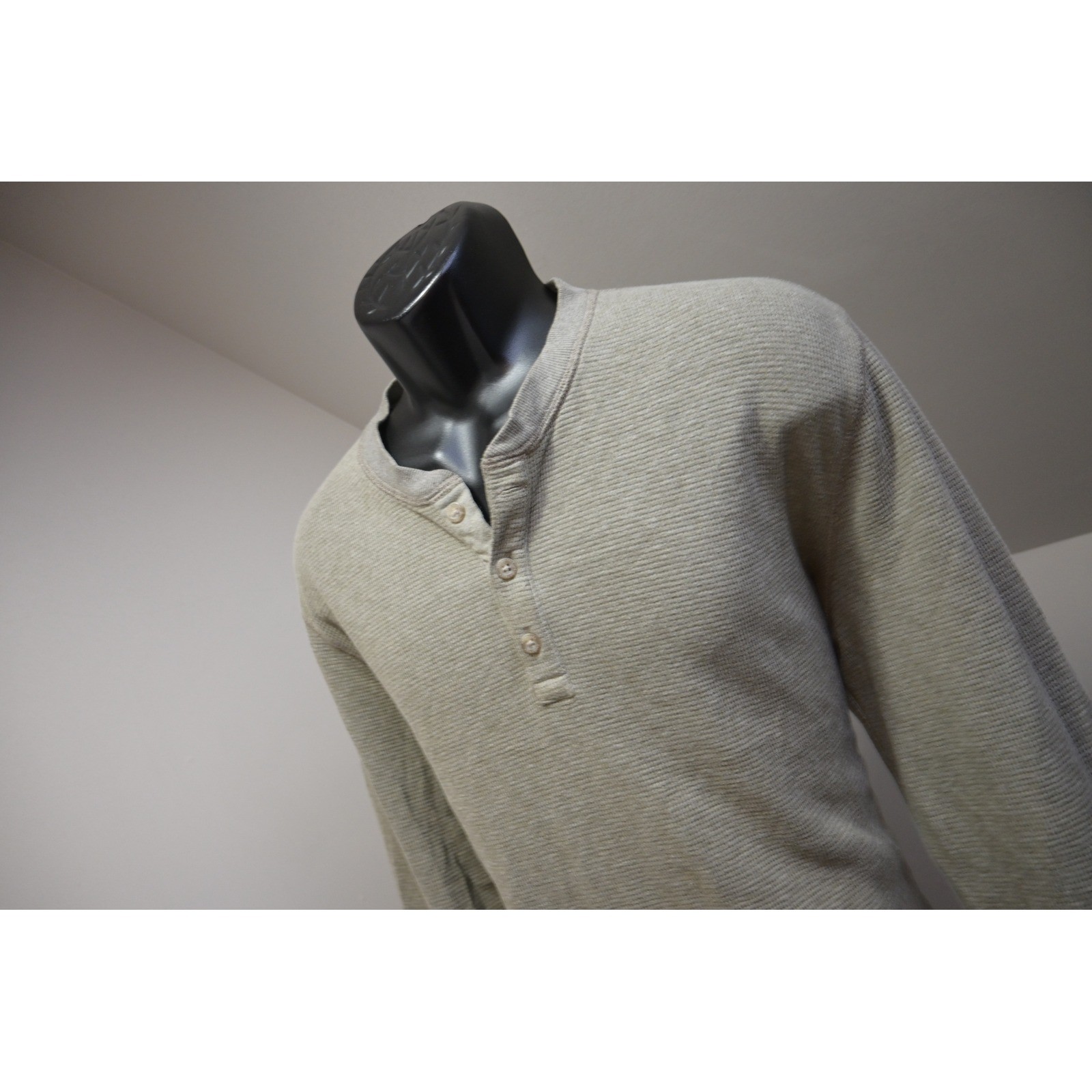 Eddie Bauer Thermal Henley Shirt Mens Large Olive Green Long Sleeve Excellent
