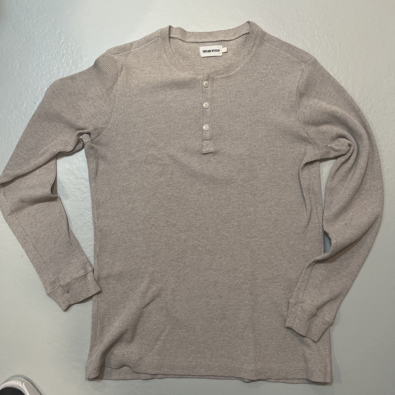 Taylor Stitch Waffleknit Henley Thermal Shirt Heavyweight Solid Sz. 42