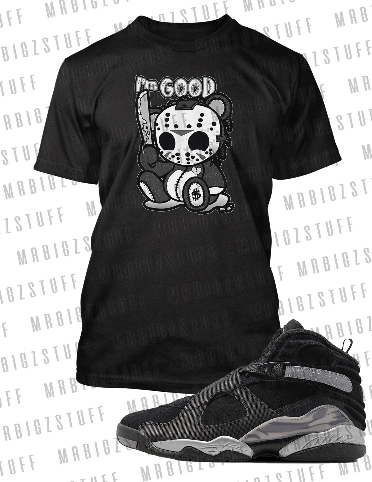 Halloween I’m Good Graphic Big Tall Tee Shirt To Match J8 Gun Smoke Shoe Jason