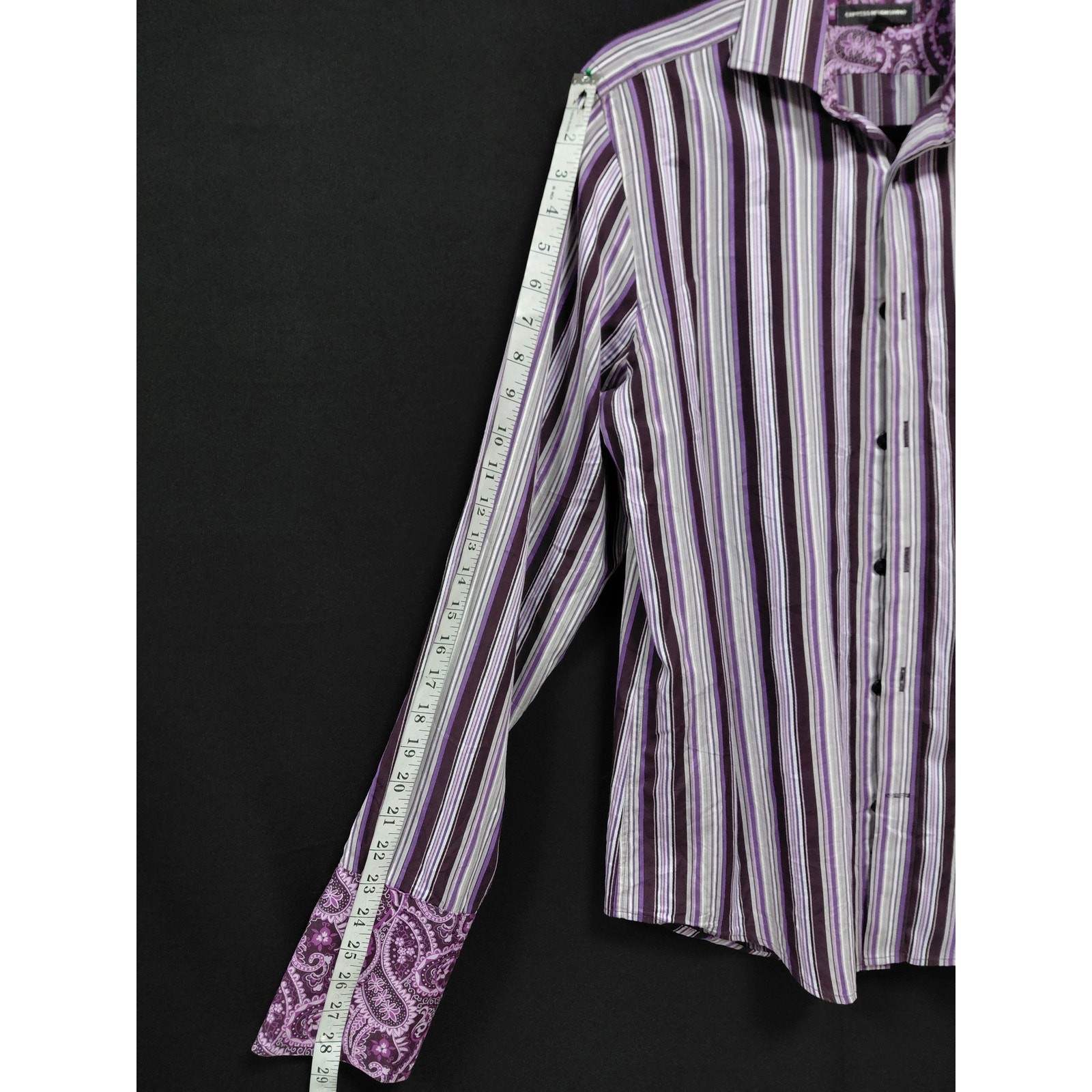 Express Design Studio Modern Fit Striped Shirt Purple Size S