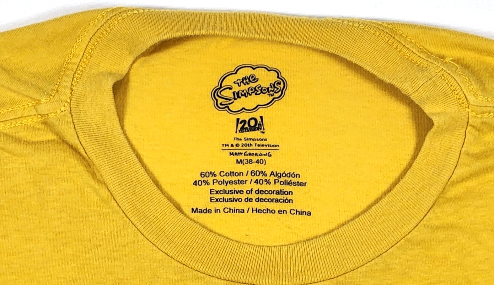The Simpsons 20th Television Embroidered Logo Men’s Graphic T-Shirt – M (38-40)