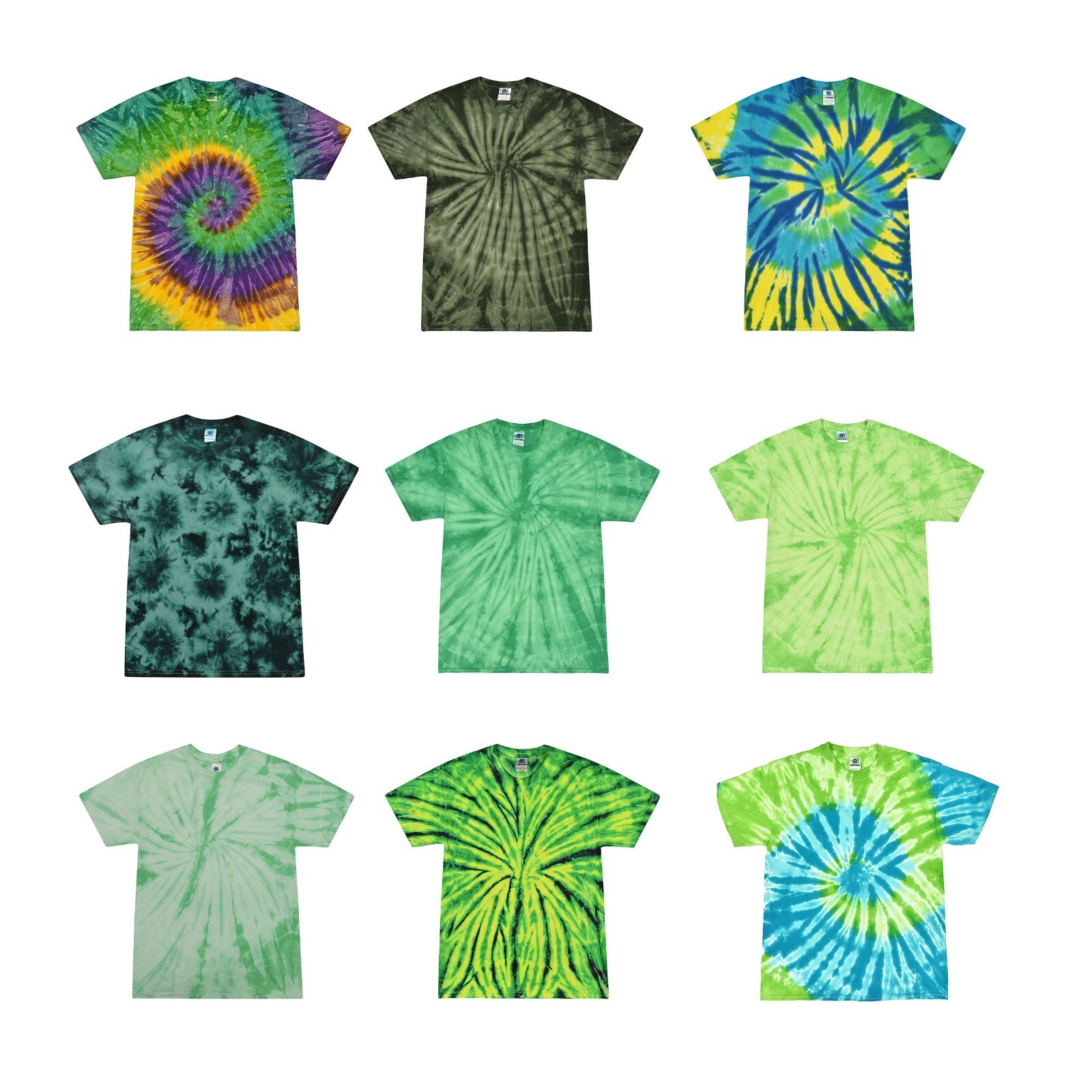 Pick a Green Tie Dye T-Shirts Kids & Adults S – 5XL 100% Cotton