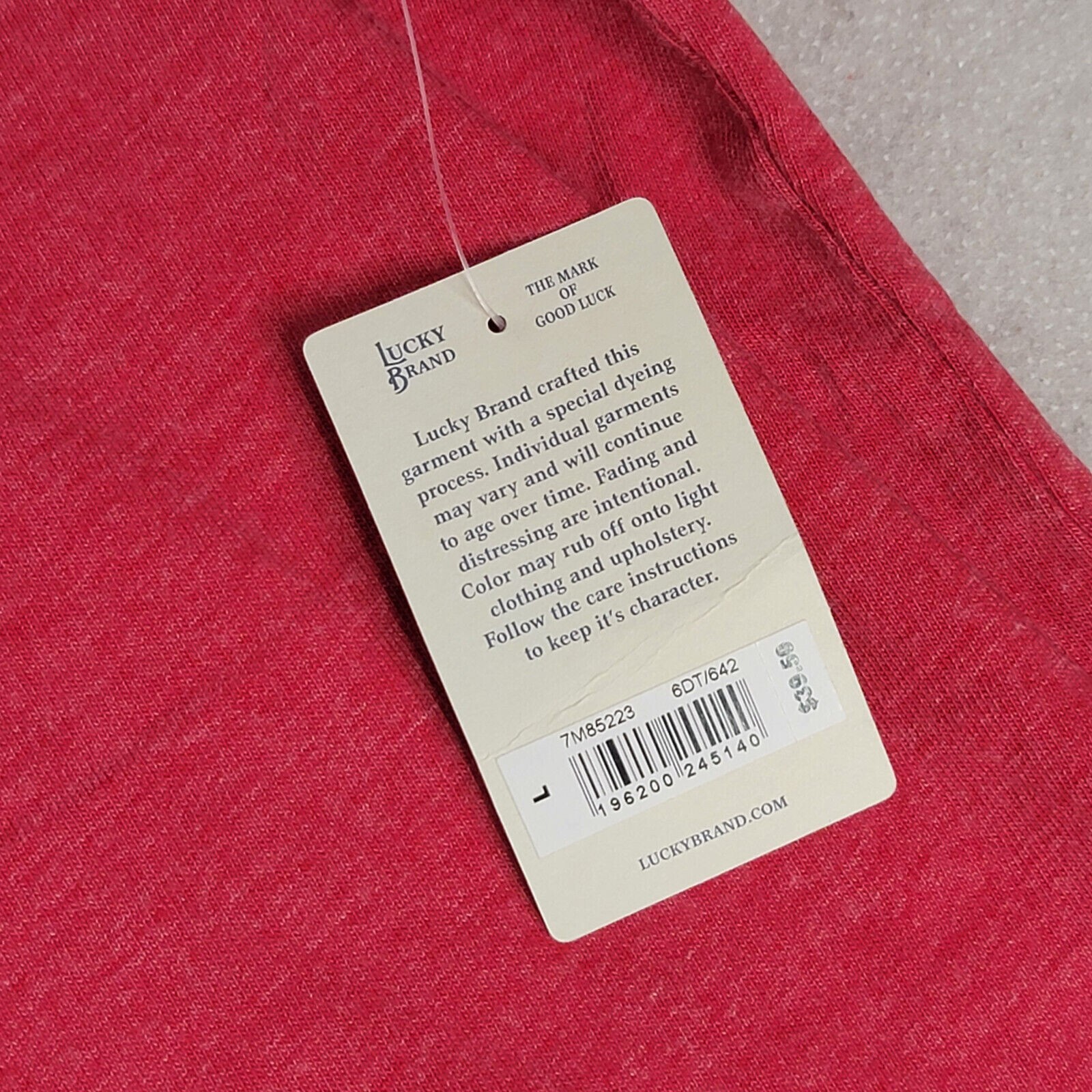 Lucky Brand Corona Beer Shirt Mens Large RED Casual Mexican Lager Distressed NWT
