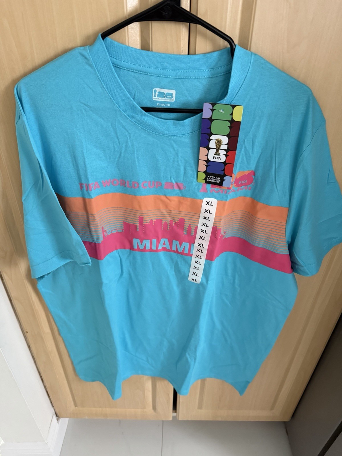 Miami 2026 FIFA World Cup Blue Graphic Soccer Tee Shirt Men’s Size XL