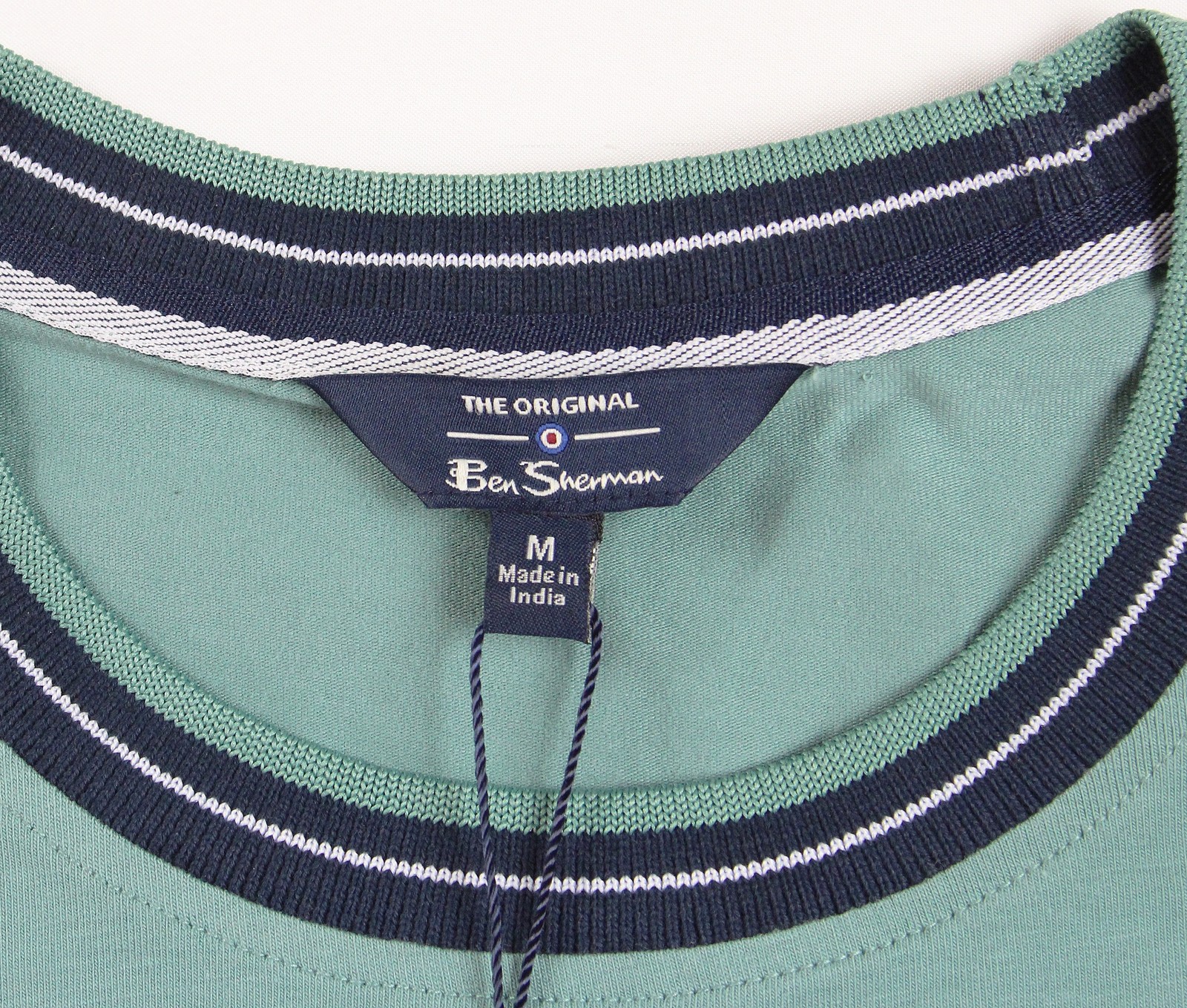 Ben Sherman Shirt Mens Medium Green Harbor Crewneck Pocket Stripe T Shirt Tee