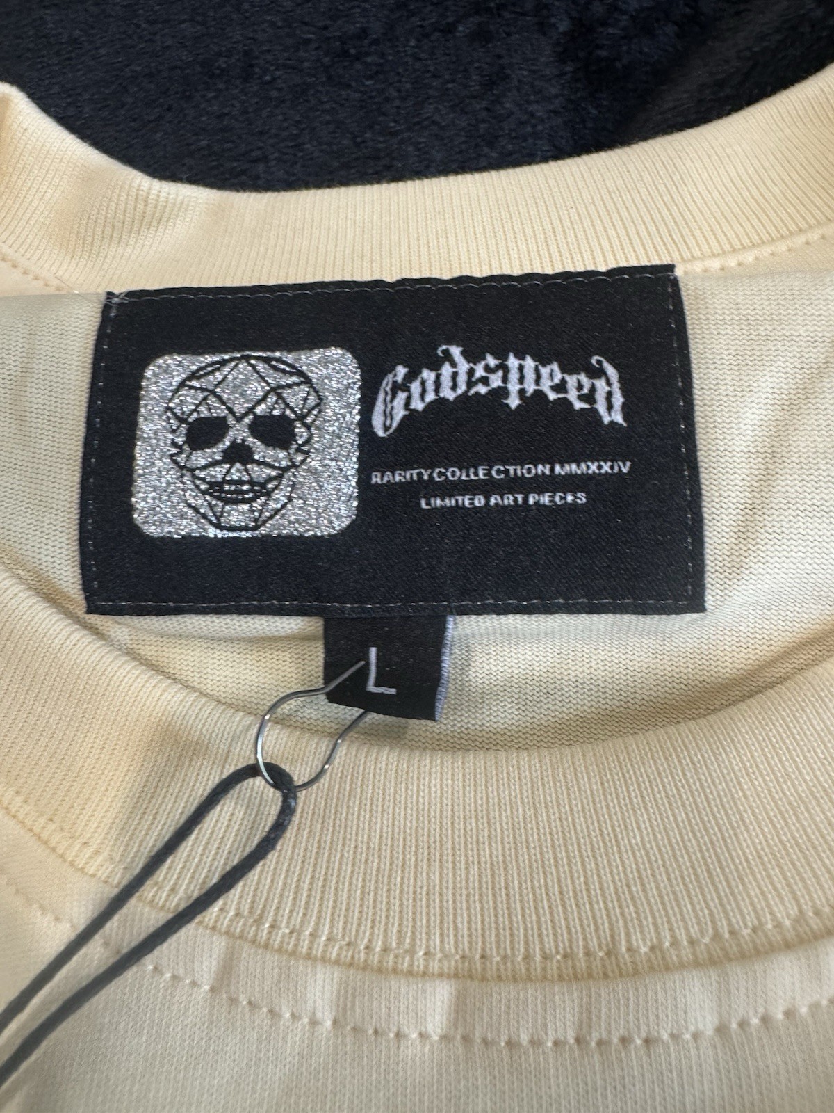 Godspeed Men’s Limited Edition Graphic Print Logo T-Shirt L Crew Neck Beige