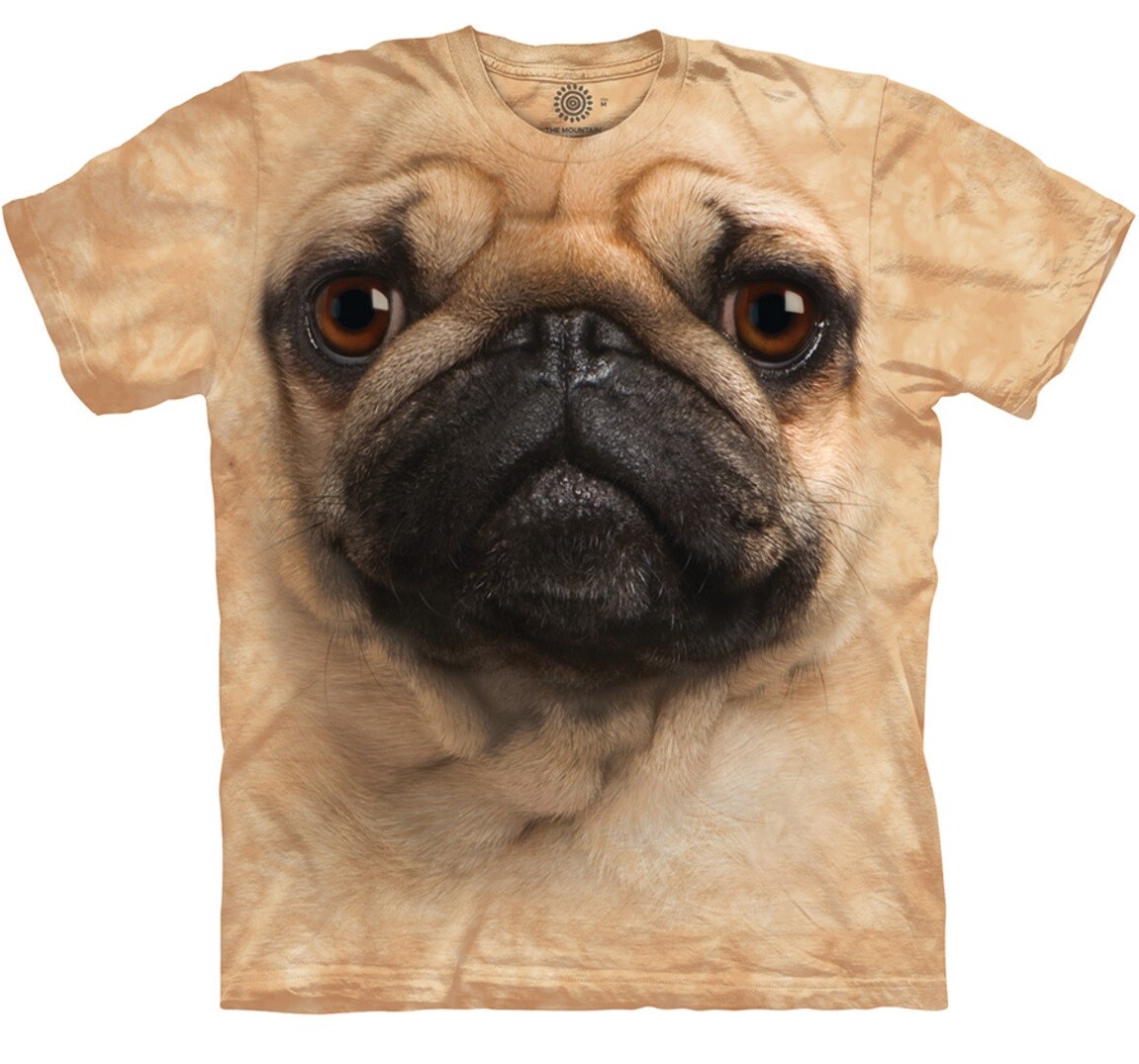 The Mountain Big Face Pug Dog Puppy Cotton Tie Die Animal T-Shirt Adult XL-5X