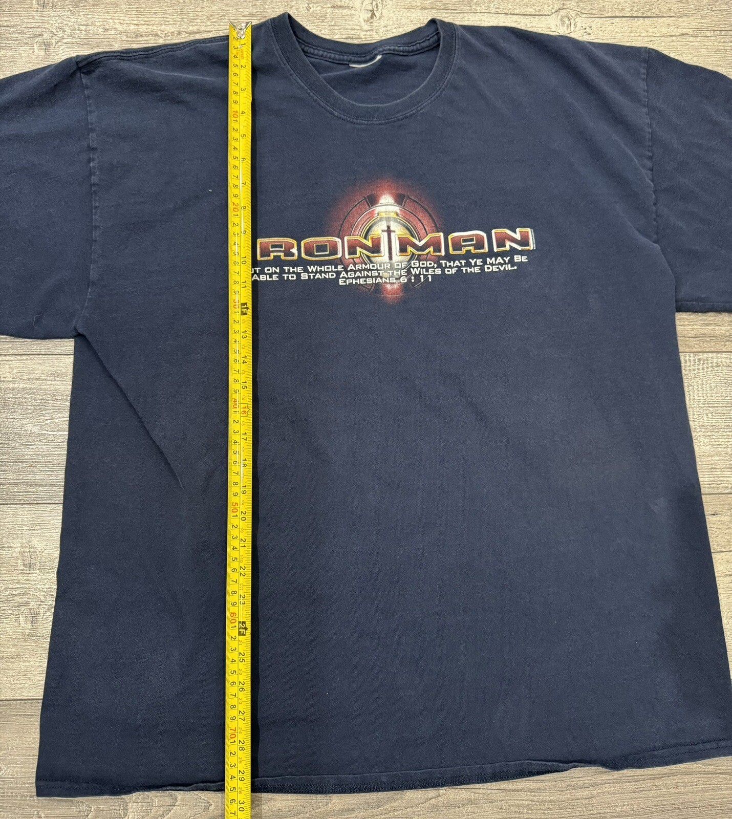 Iron Man Mens Shirt Size 2XL Armour Of God Gray Christ Christian Y2K Jesus 2000s