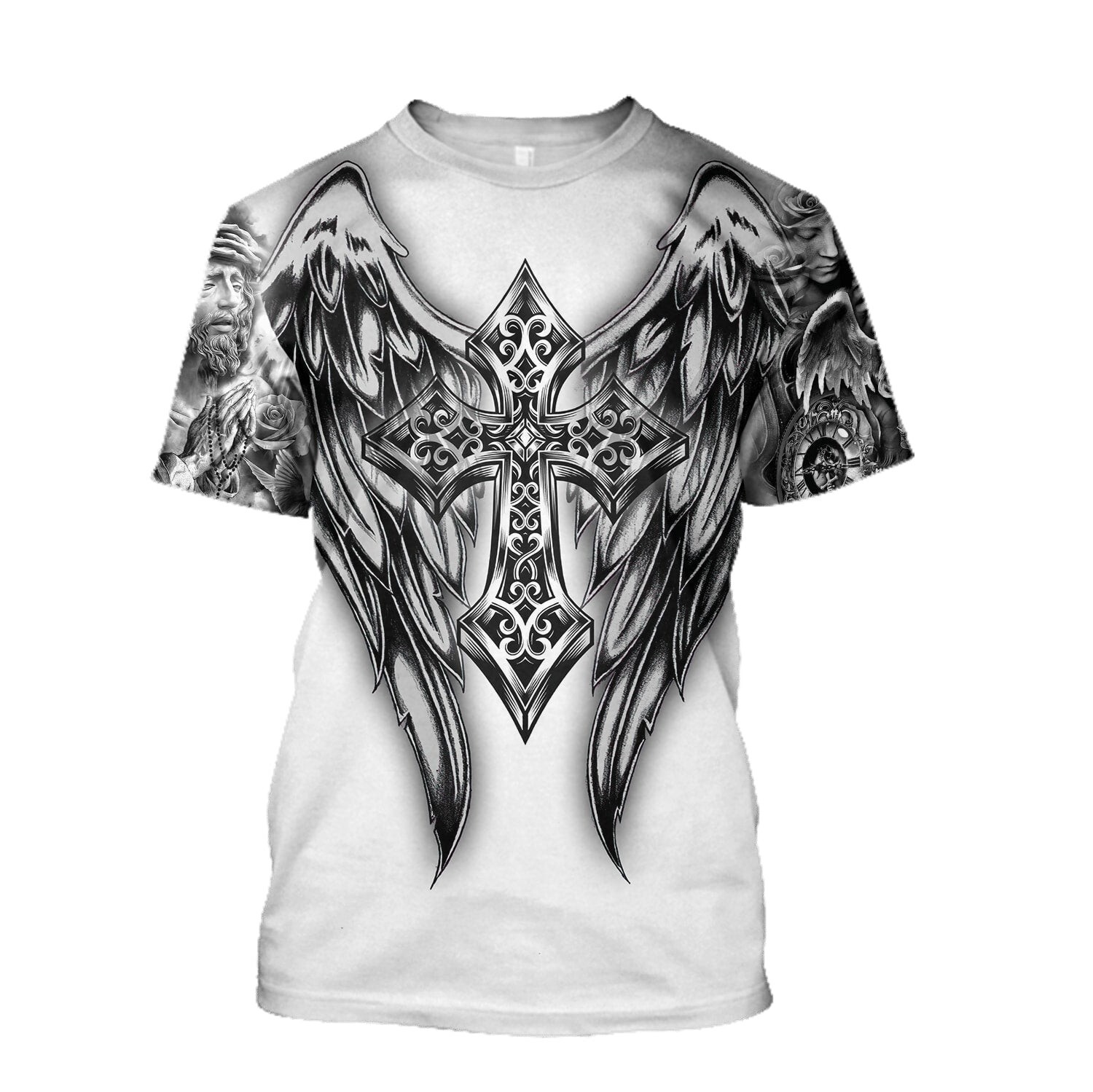 Cross With Wings Jesus Christian All Over Printed 3D Shirt Full size S-5XL