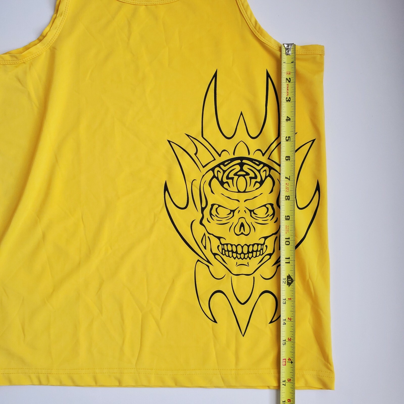 Equipo Yellow Tank Top M Polyester Spandex Sleeveless Graphic Skull Print