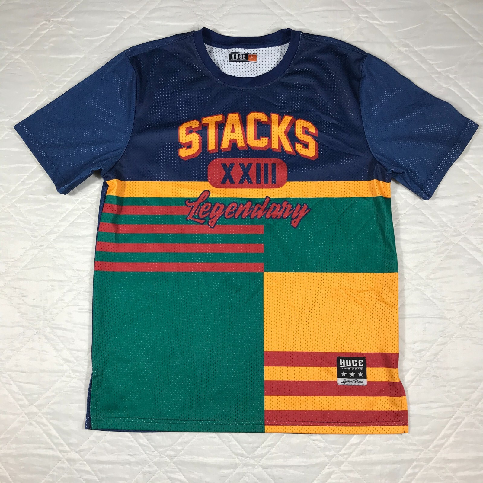 HUGE Offical Brand STACKS XXIII Legendary multi color vented T shirt Large