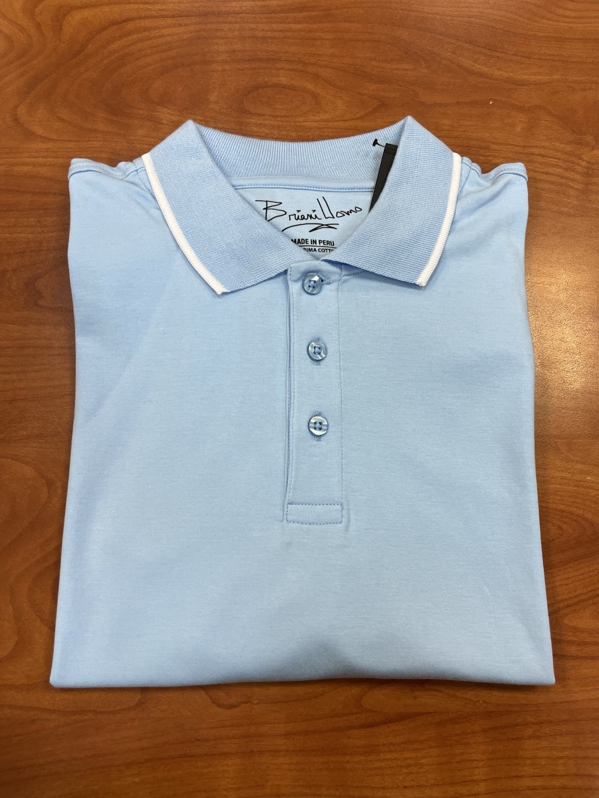 Briani Uomo Men’s Prima Cotton Collared Short Sleeve – Peru = Sky Blue : M-4XL