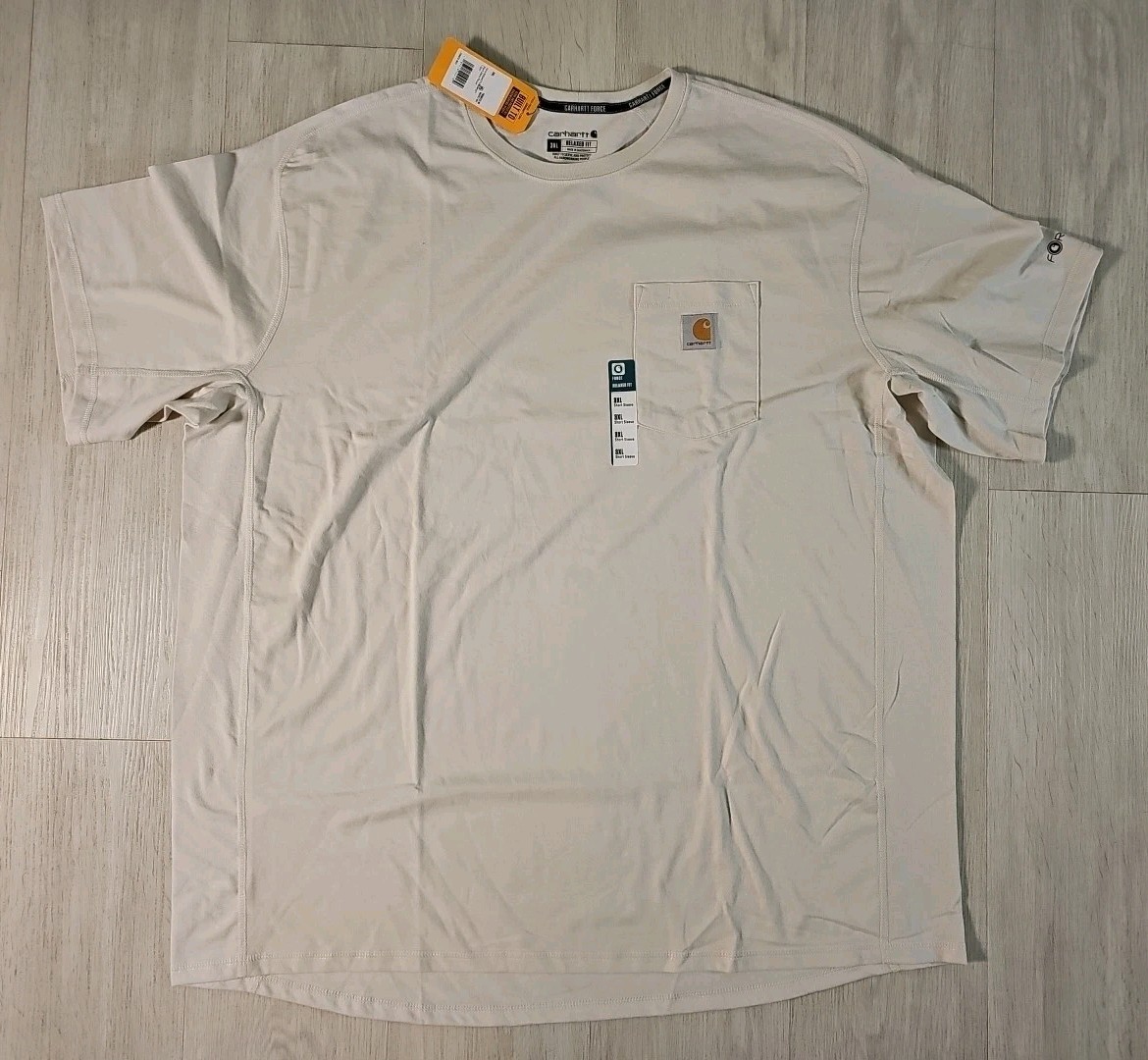 Carhartt Men Force Relaxed Fit Pocket T-Shirt, Midweight Short Sleeve Ecru 3XL