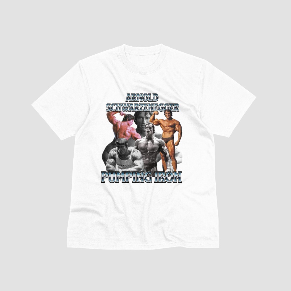 Arnold Schwarzenegger Pumping Iron Tshirt Muscle Bodybuilding Top Gym Fan Tee