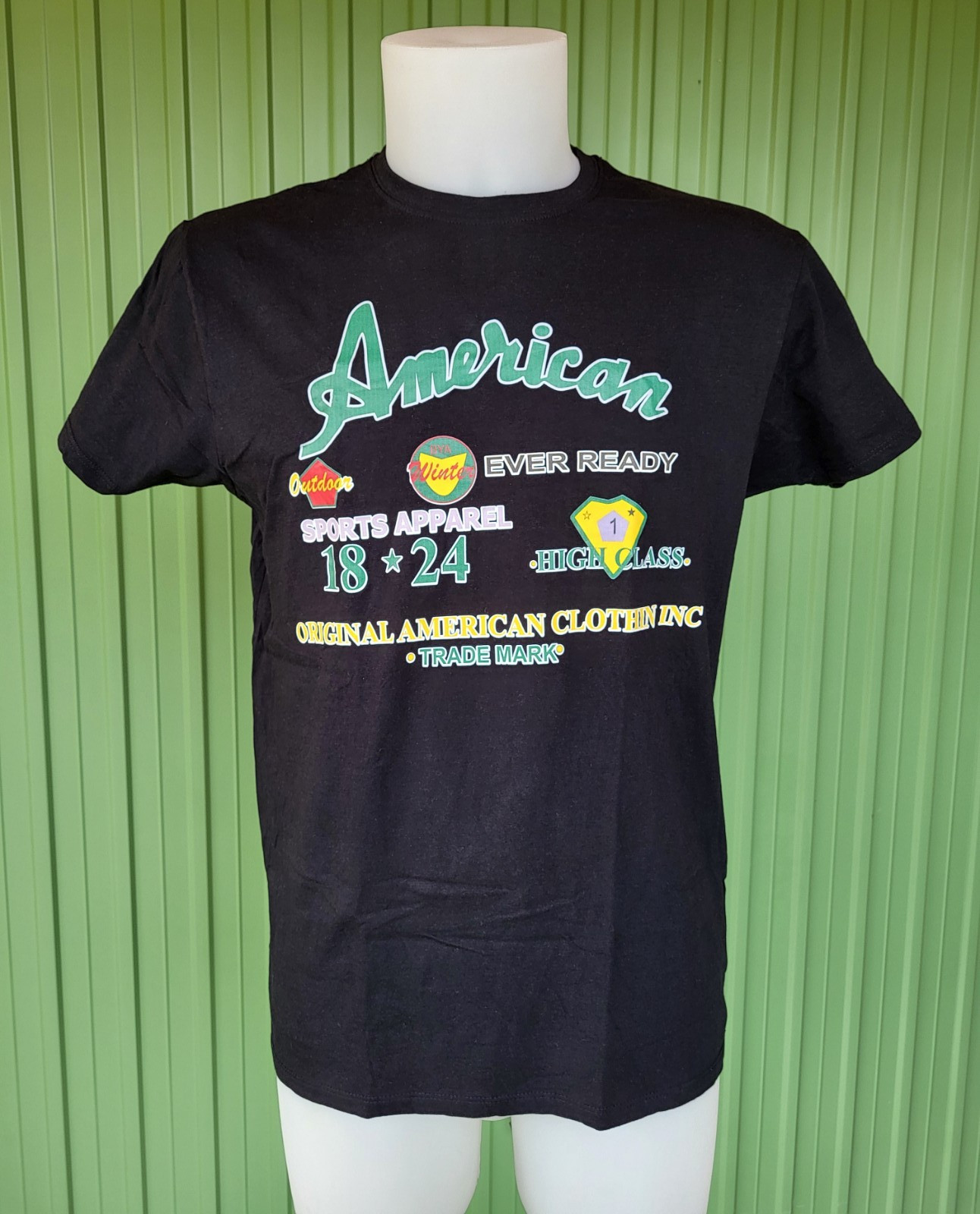 BY AMERICAN [Size L] Black Cotton Crew Neck T-Shirt (PANINARO)