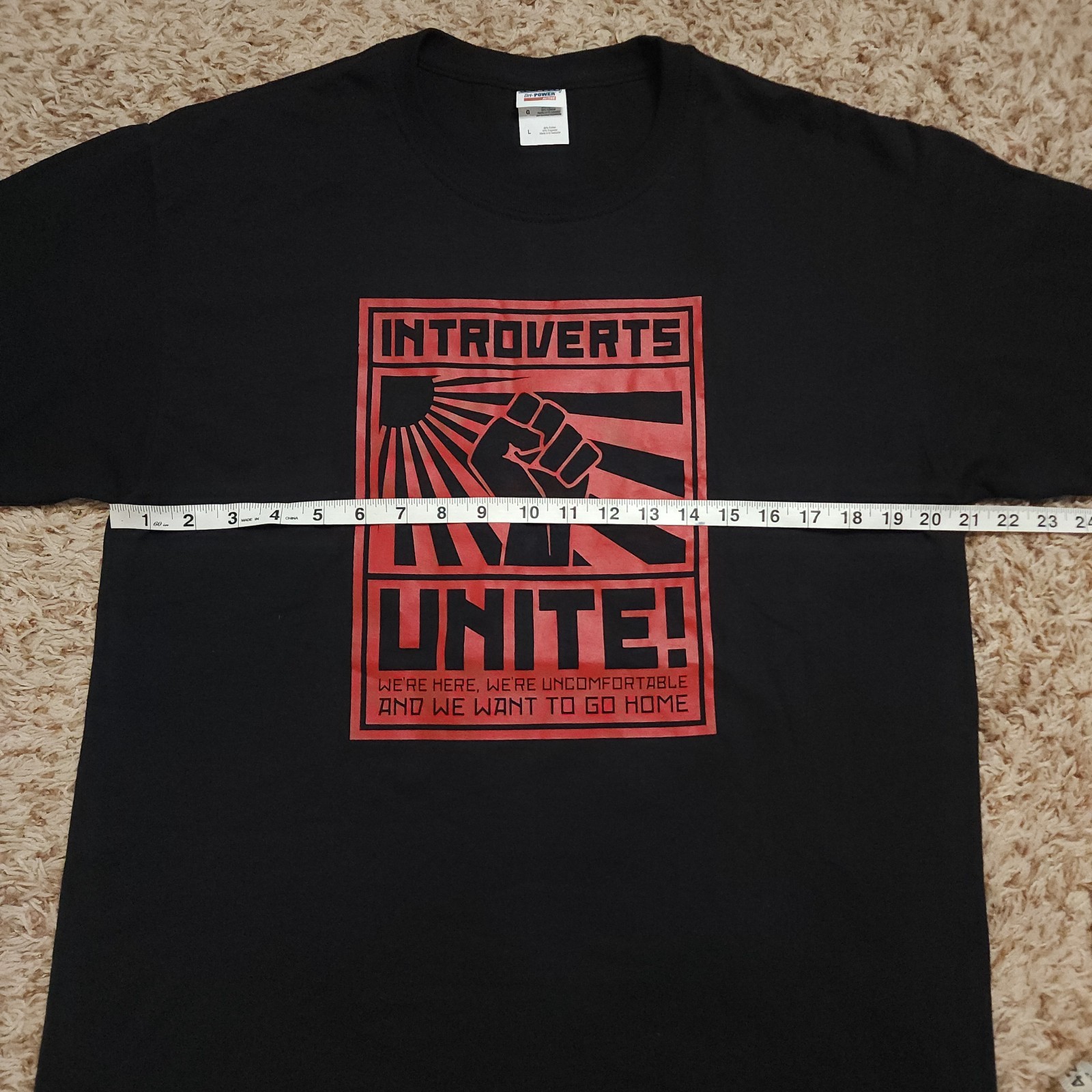 Introverts Unite Screen Print Mens L Red Black Short Sleeve Shirt