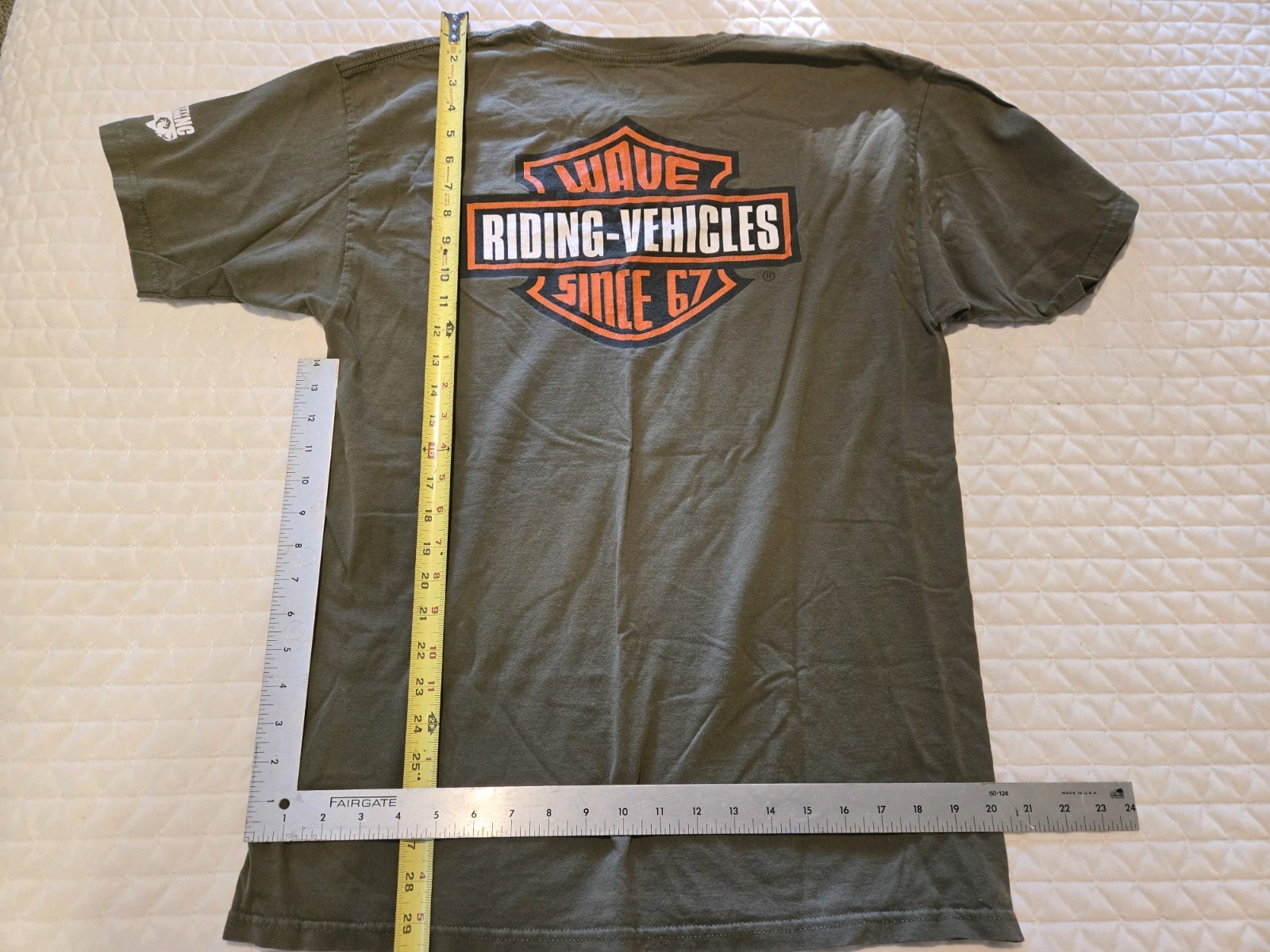 Mens Shark Graphic Long Sleeve Tee WRV Wave Riding Vehicles Olive Skater Large