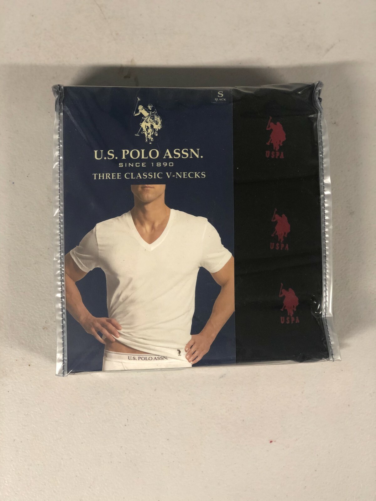 U.S. Polo Assn Men’s 3 Pack V Neck T-Shirts Tee Black White SMALL Only NEW