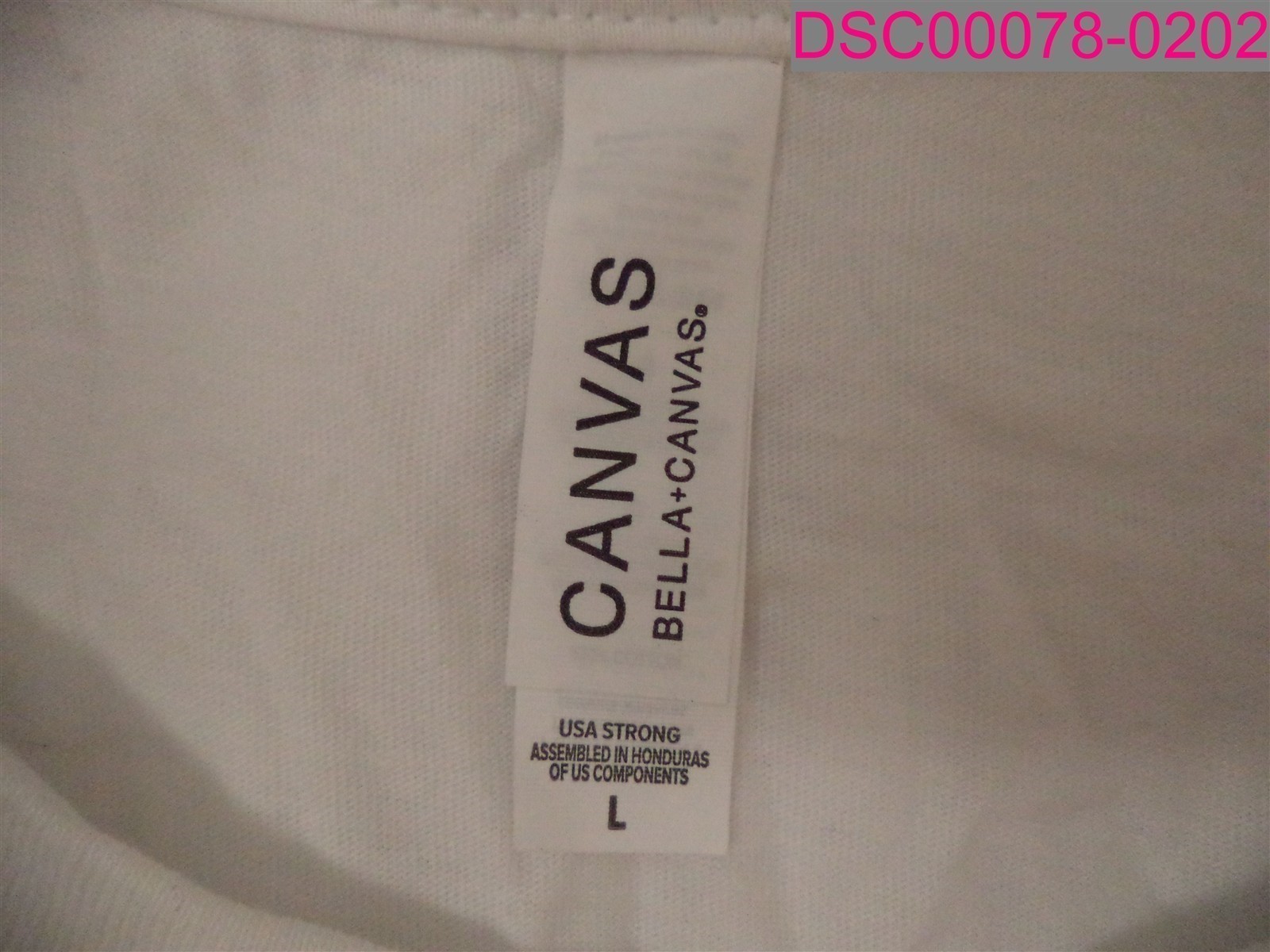 QTY=2. Stains-Bella+Canvas 3001 Unisex Jersey Short Sleeve T-Shirt White Large