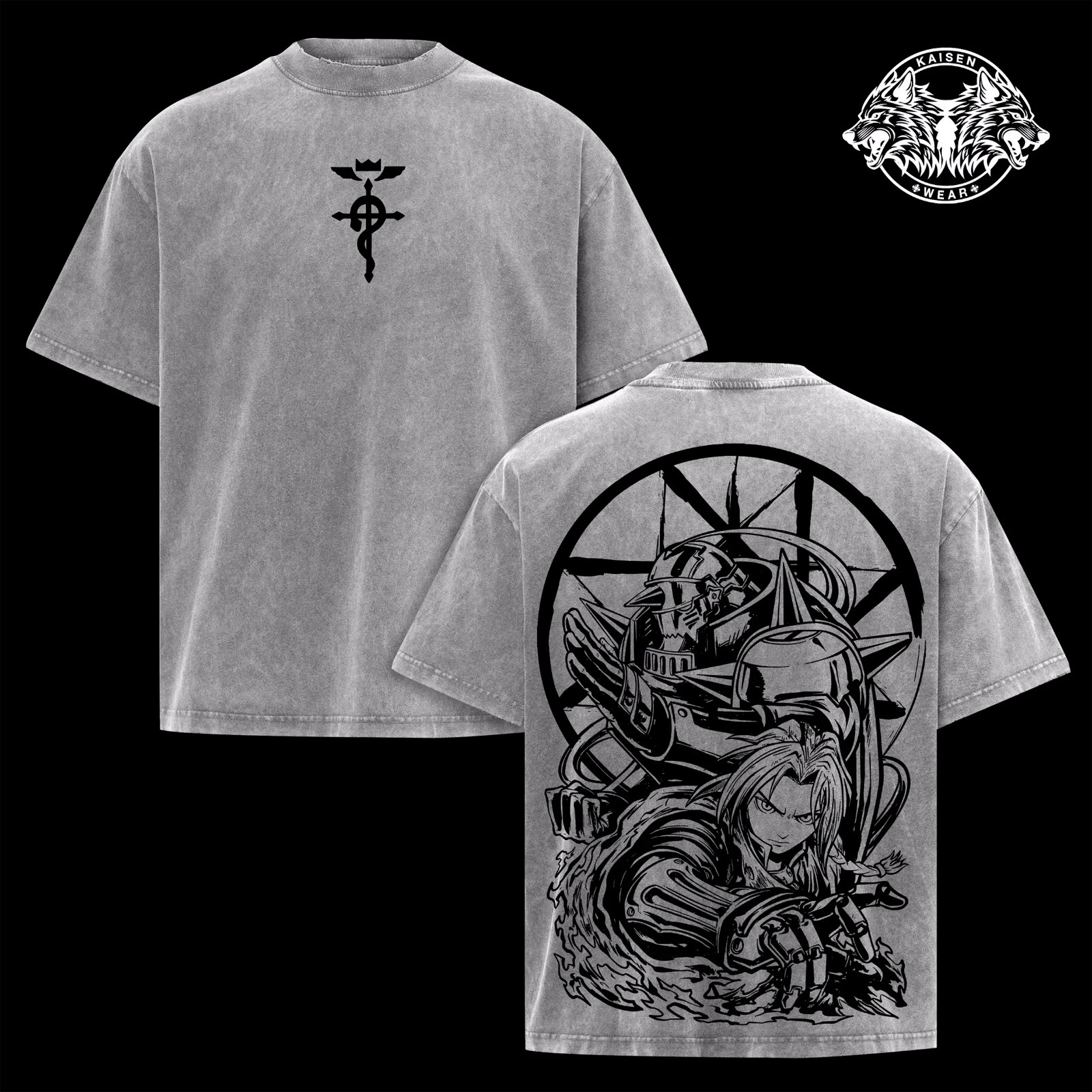 Fullmetal Alchemist Brotherhood Oversized Washed Graphic Tee – Vintage Heavy