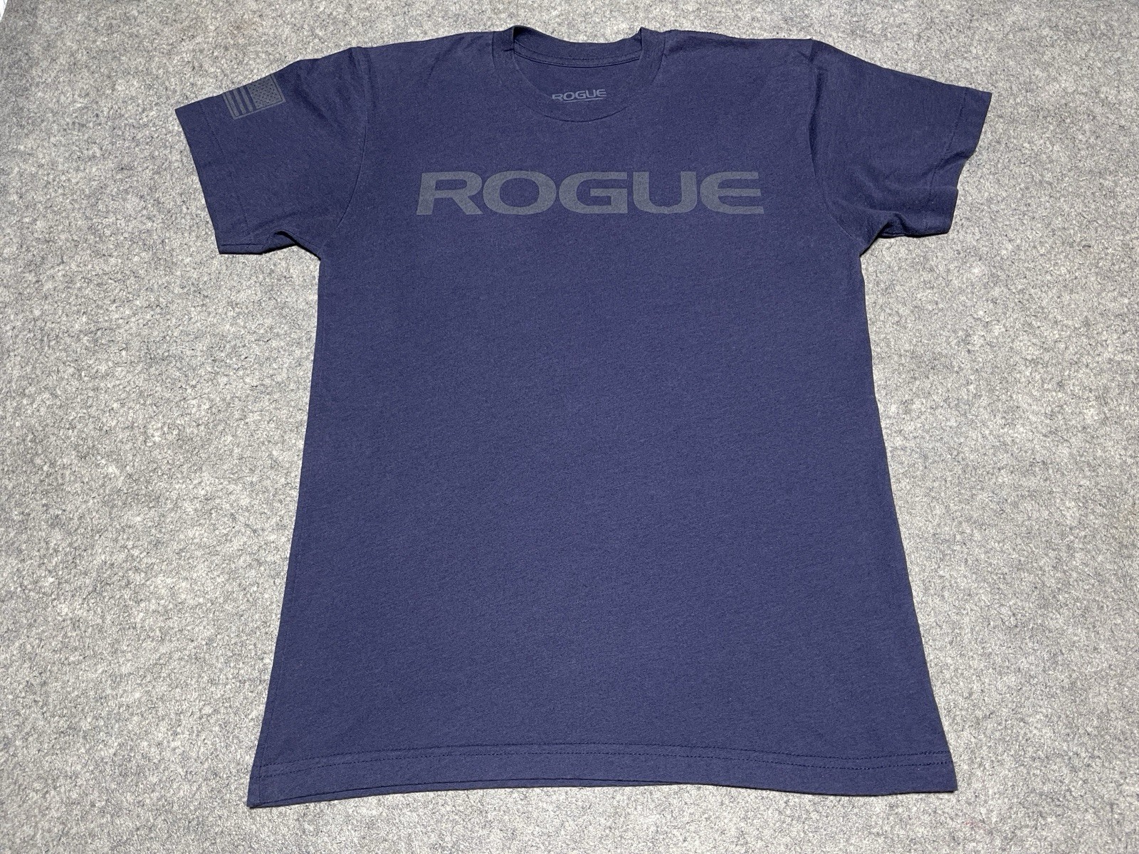 Rogue Fitness Blue Small Workout Lift Heavy Gym Rat Shirt