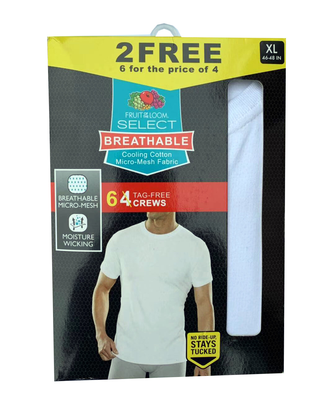 Fruit of the Loom® SELECT Men’s 6-pack Breathable Cotton Micro-mesh Crew T-Shirt