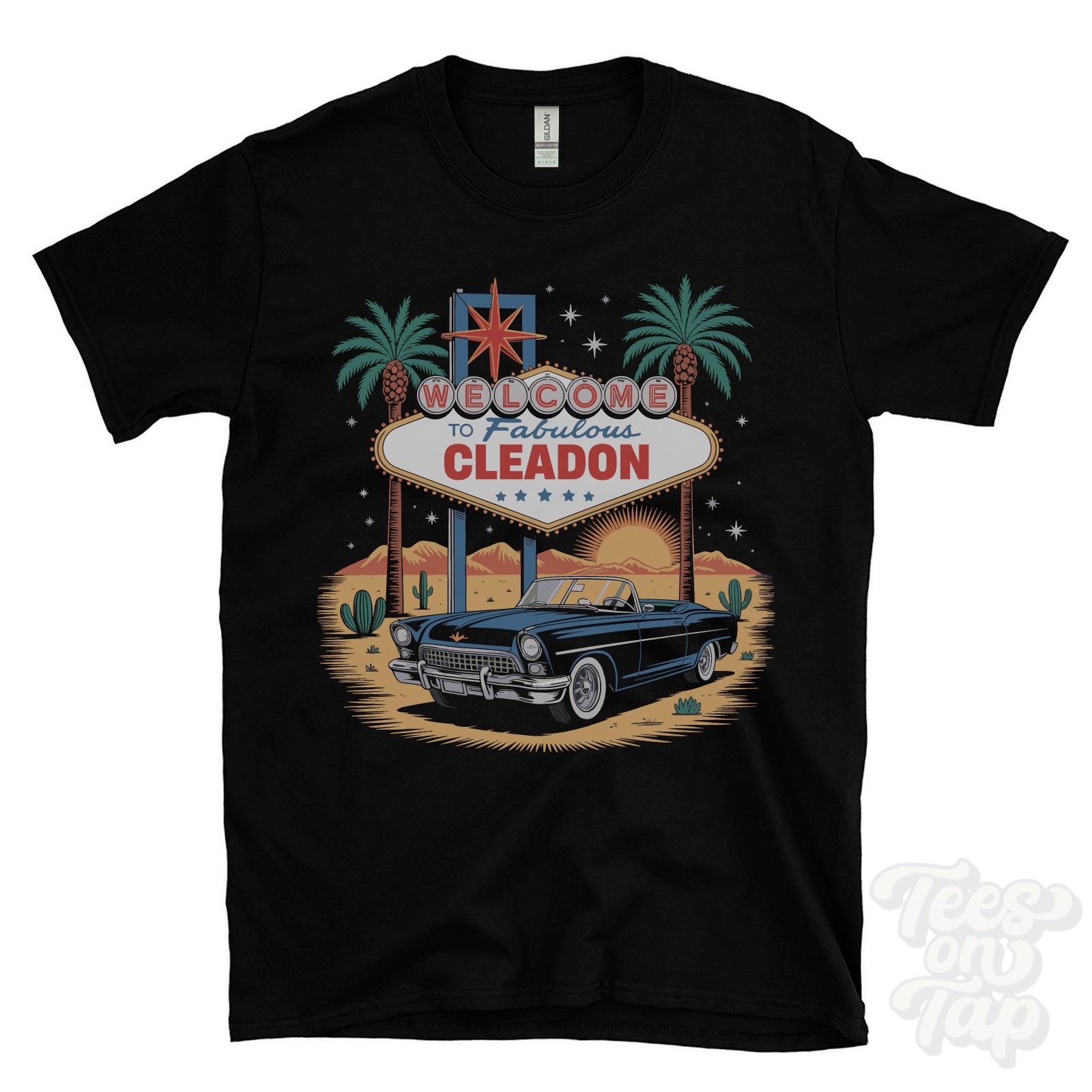 CLEADON LAS VEGAS SIGN PARODY FUNNY T-SHIRT South Tyneside uk