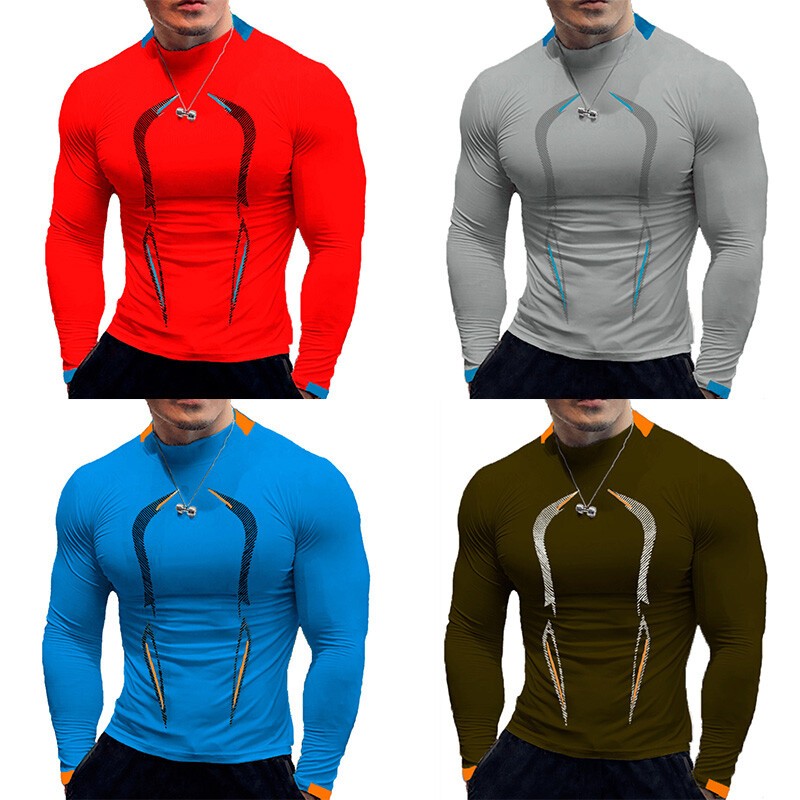 Men Compression Armour Base Layer Top Long Sleeve Thermal Gym Sports Shirts Tee
