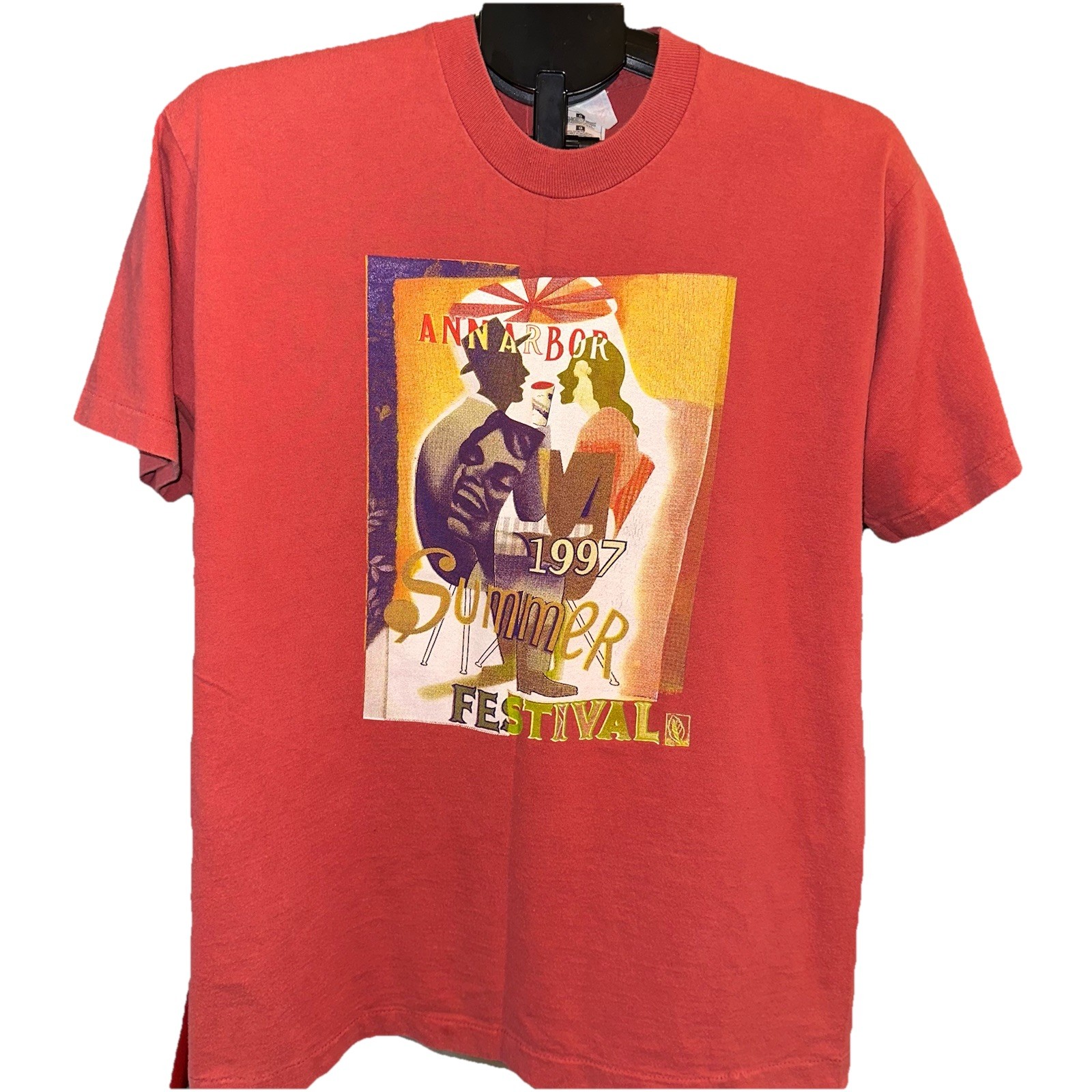 VTG Single Stitch Mens L Tshirt 1997 Ann Arbor Summer Fest Art Retro Michigan