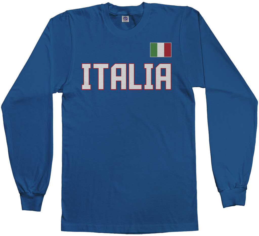 Threadrock Men’s Italia National Team Long Sleeve T-shirt Italy Soccer