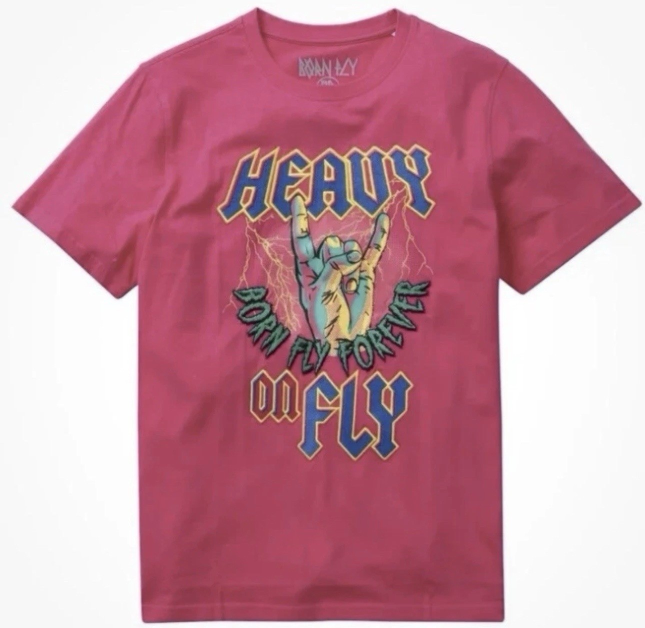 Born Fly Forever Pink Heavy Embroidered T-Shirt Men’s Size 2XL New $42.00