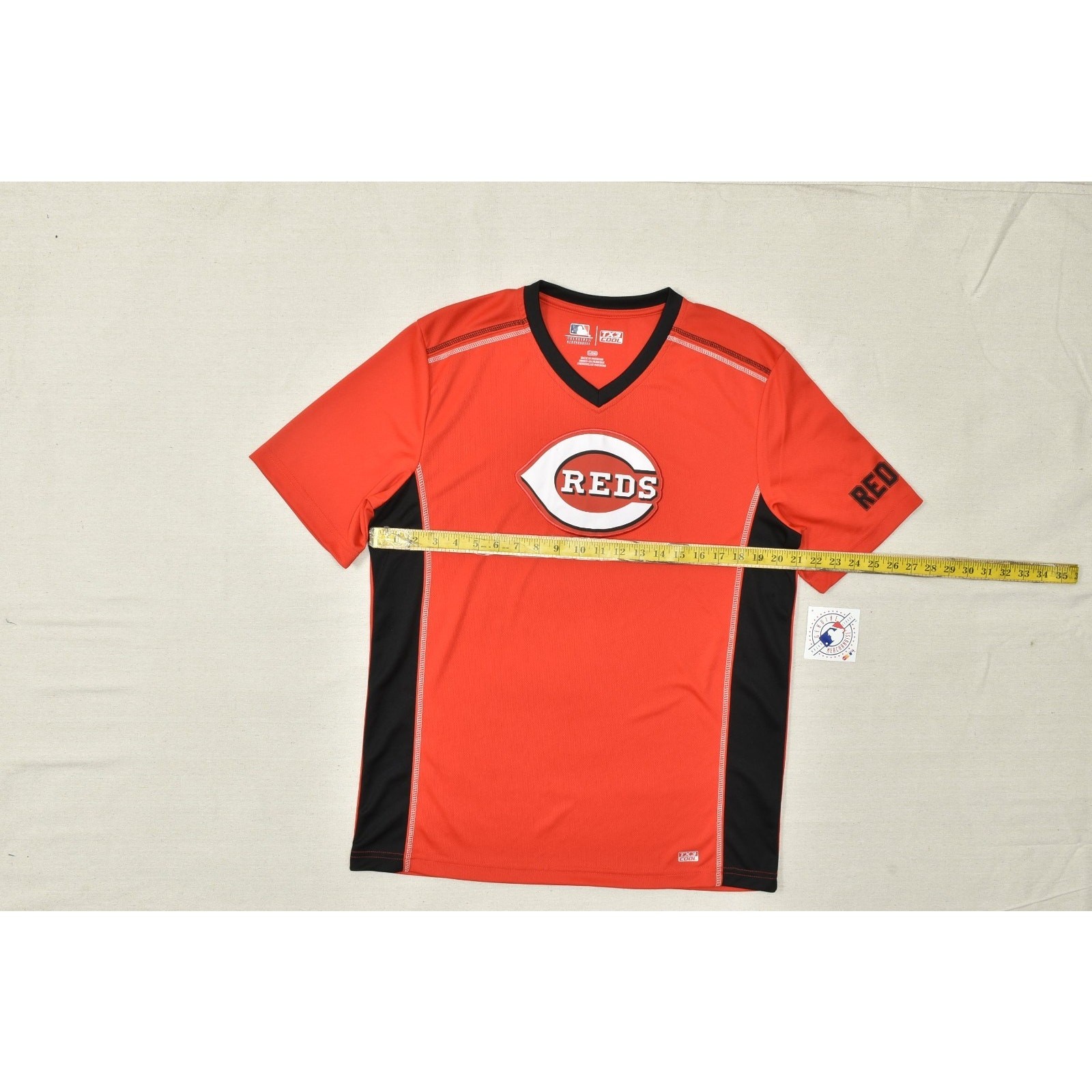 Men’s Majestic Reds TX3 Cool Orange Baseball V-Neck Jersey Regular Size L NEW