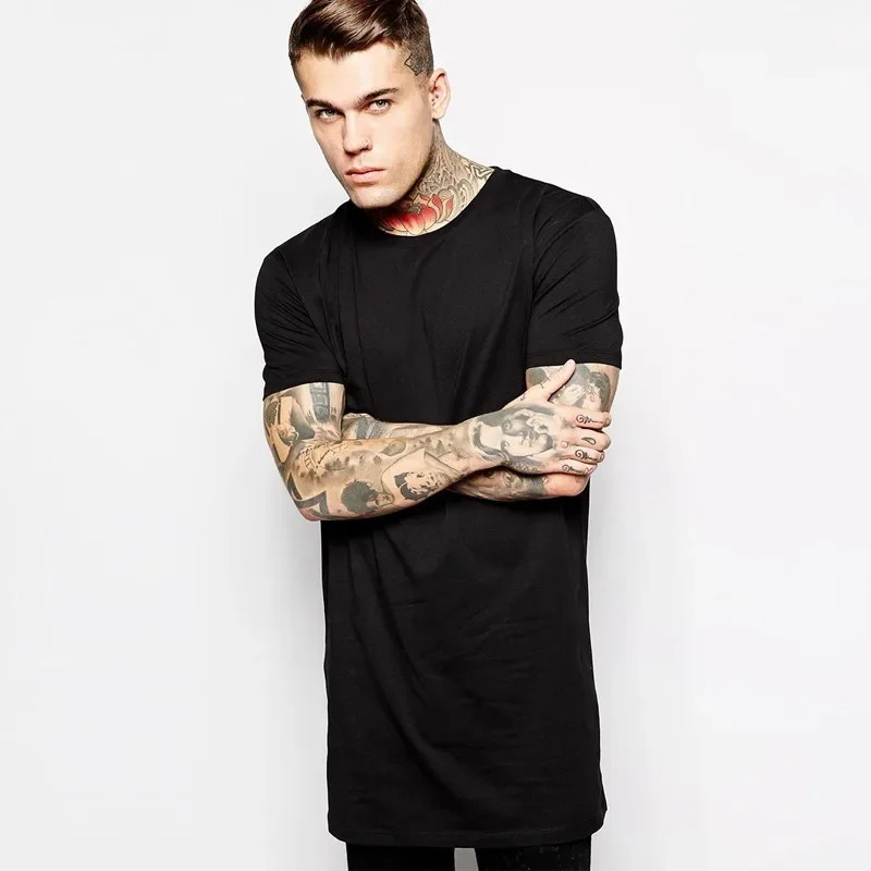 2026 Brand Men’s Cotton Clothing White Long T Shirt Hip Hop Men T-Shirt Extra