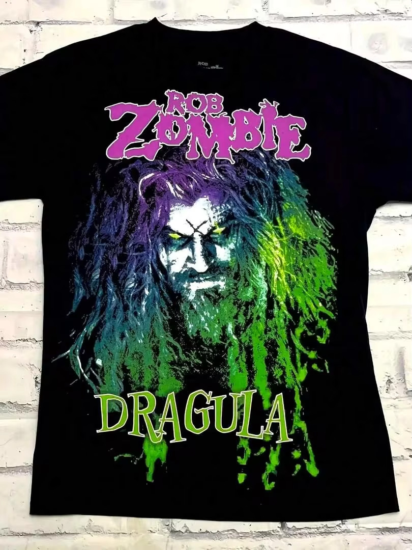 Official Rob Zombie Logo T-Shirt| Iconic White Face With Green Slime Print,