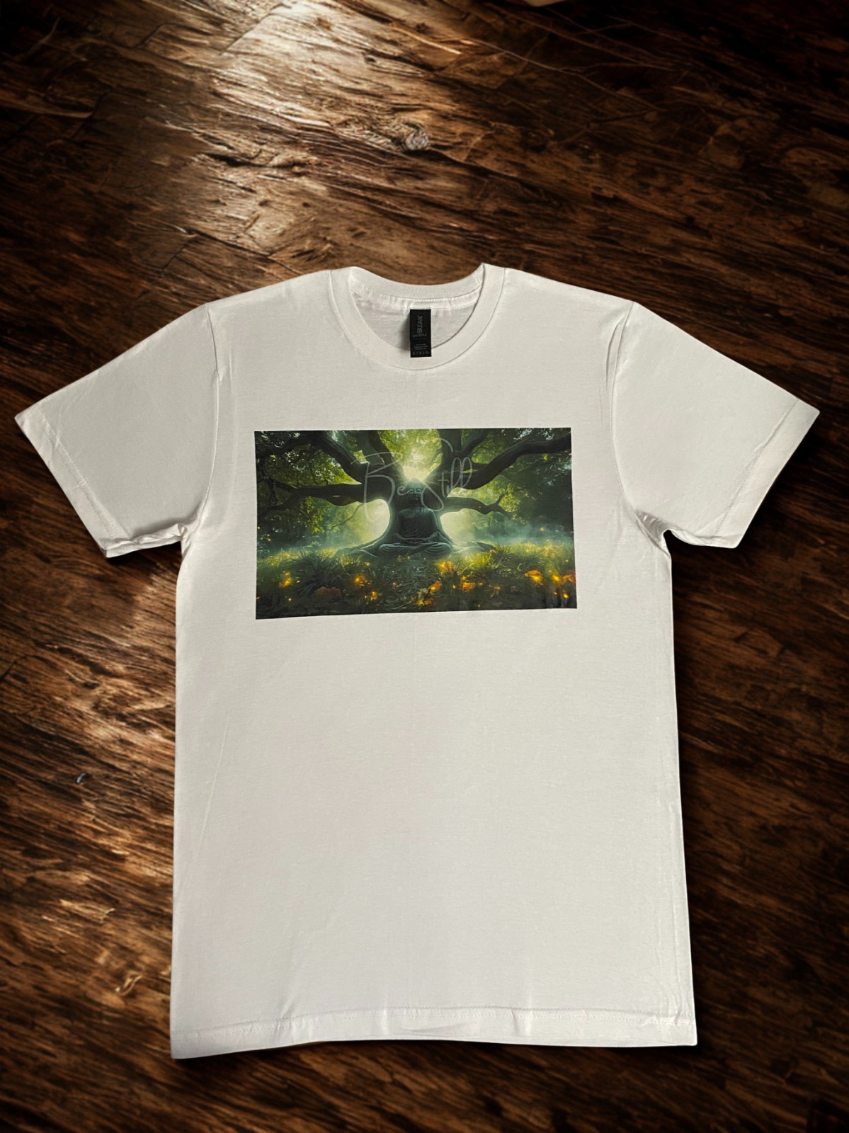 DTF Custom Made – BE STILL Short Sleeve T-Shirt – White SML