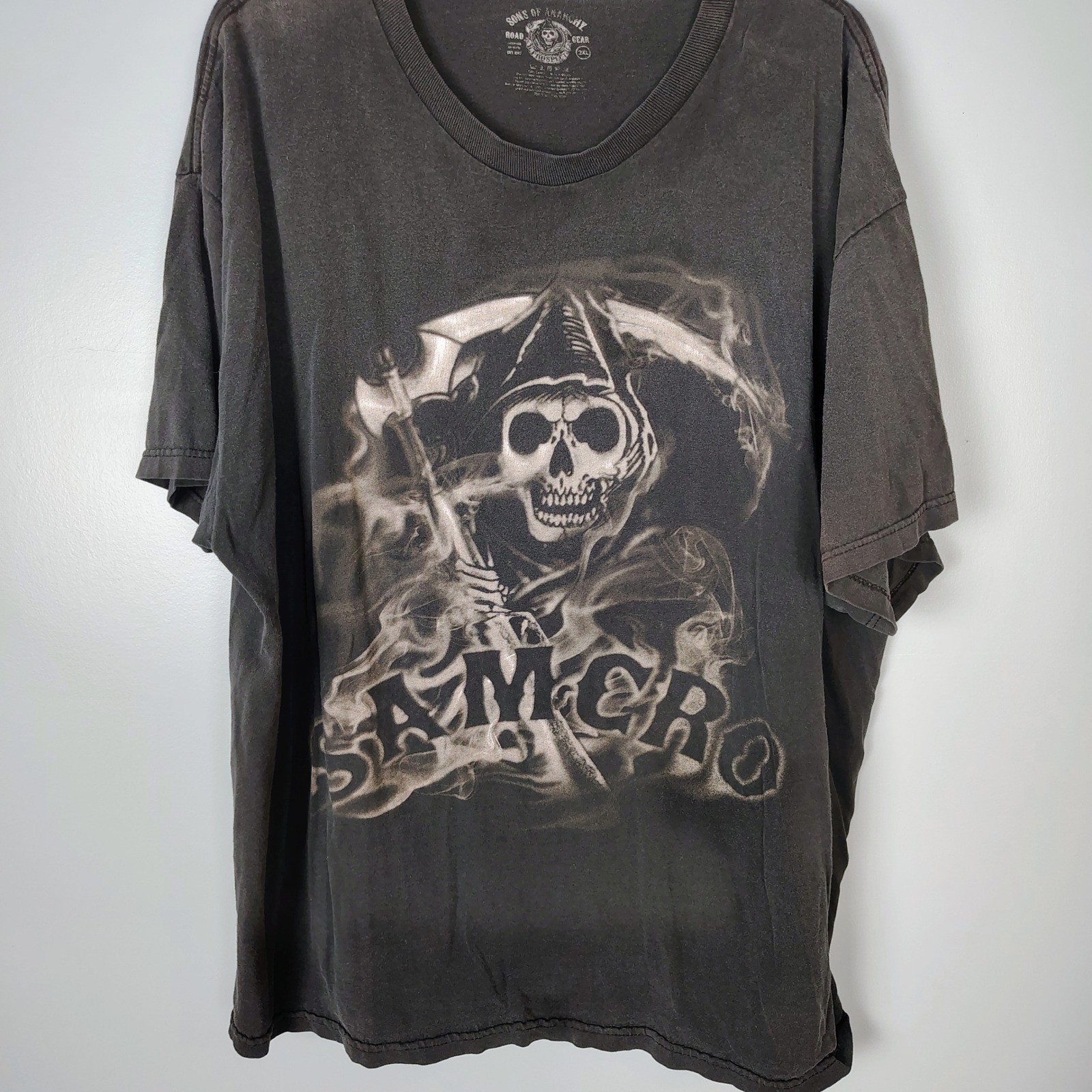 Sons of Anarchy SAMCRO Grim Reaper Graphic T-Shirt Men 2XL Black Faded Road Gear