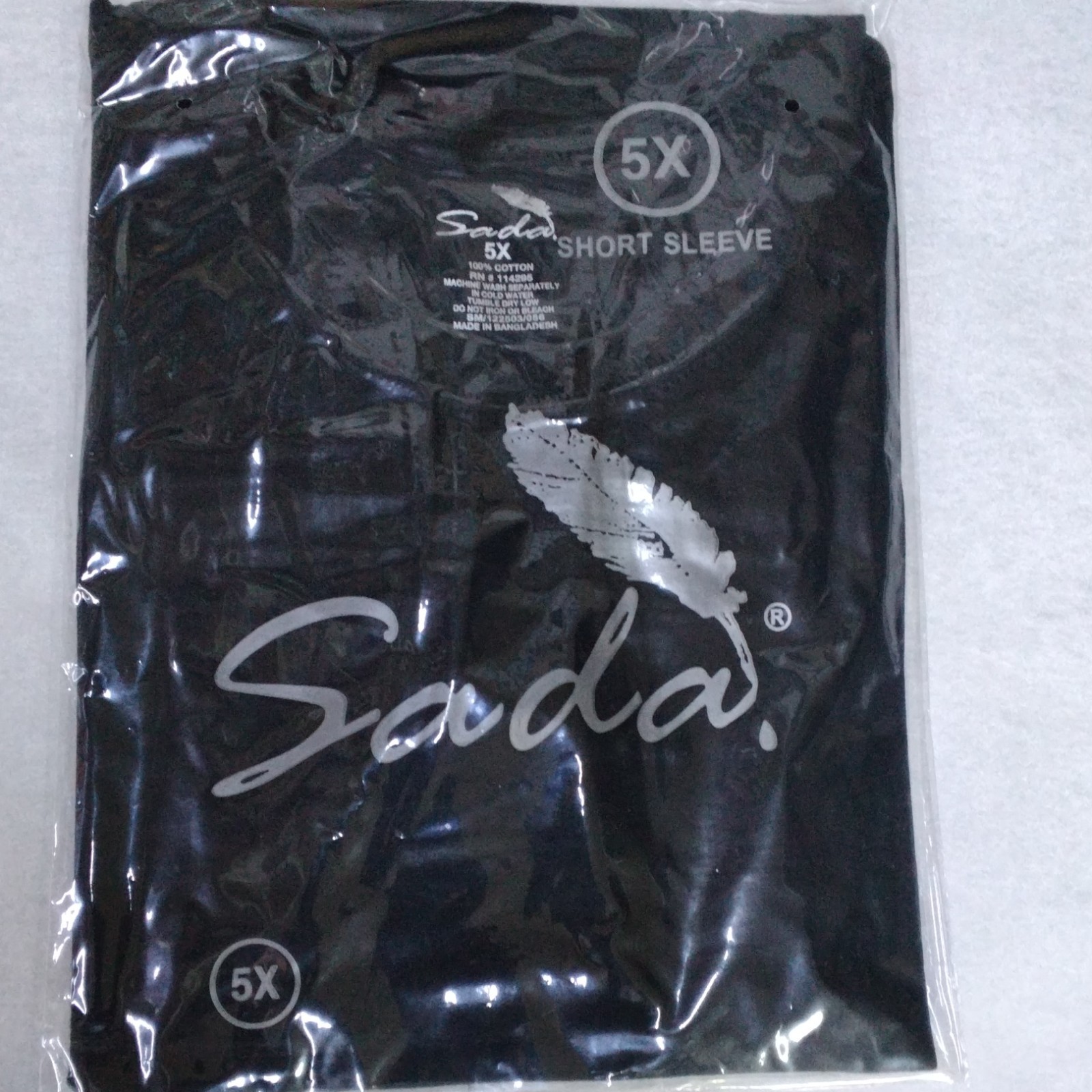 Sada Men’s 5X Black Cotton Knit Crew Neck T-Shirt Short Sleeve