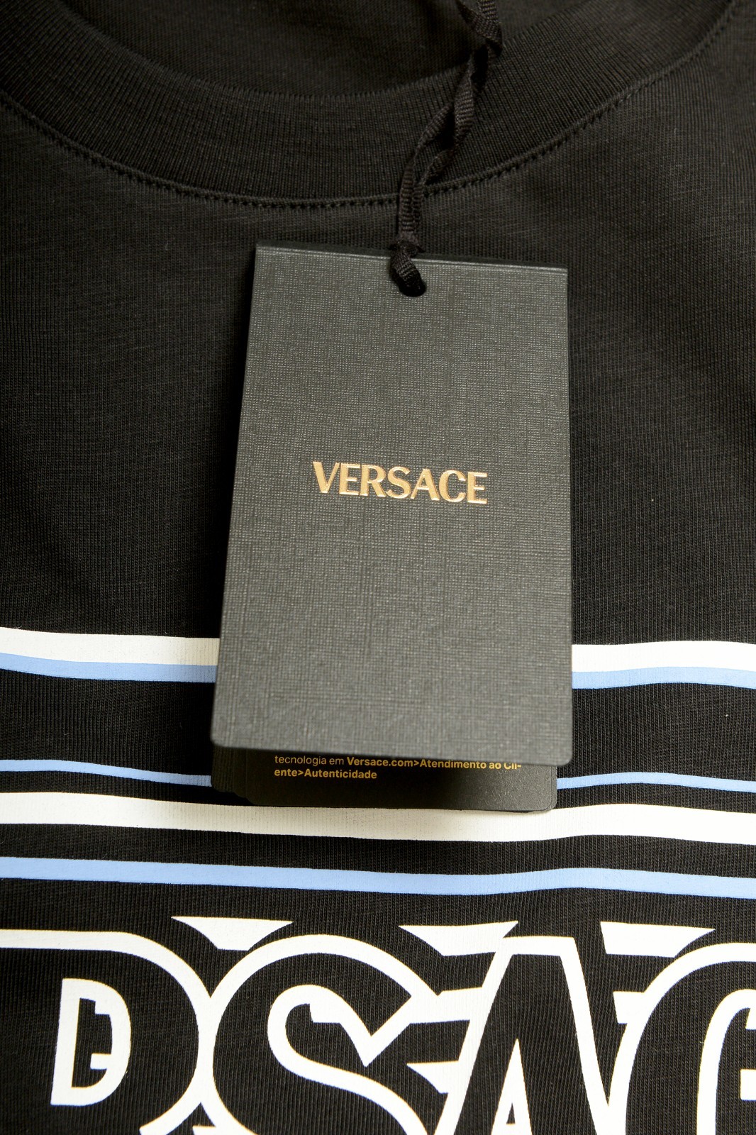 Versace Men’s Logo Print Black Crewneck Short Sleeve T-Shirt US 6XL IT 64