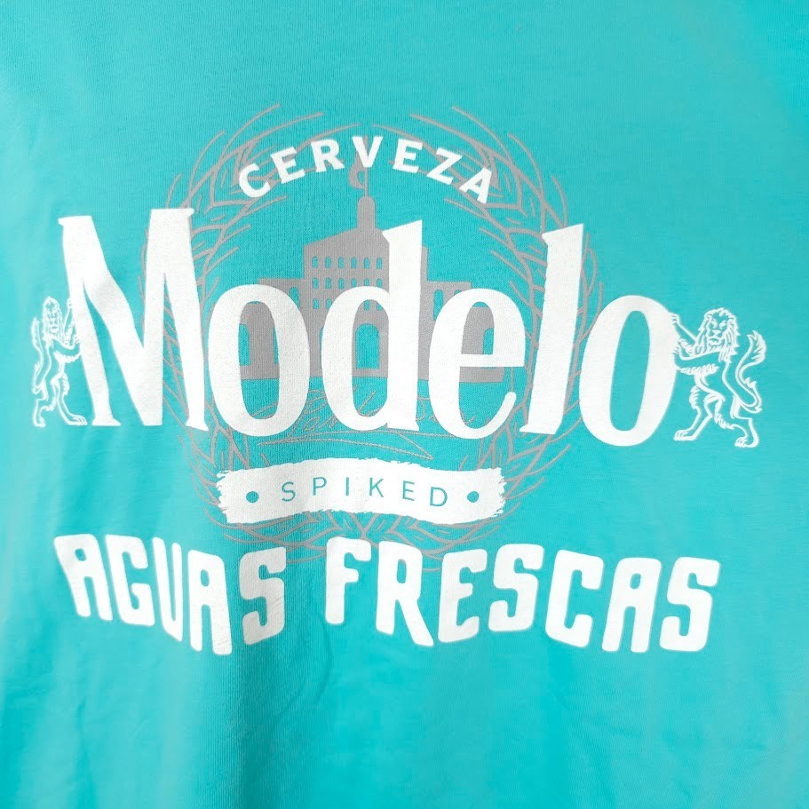 Modelo Spiked Aguas Frescas T Shirt Mens Size Large Blue Breweriana