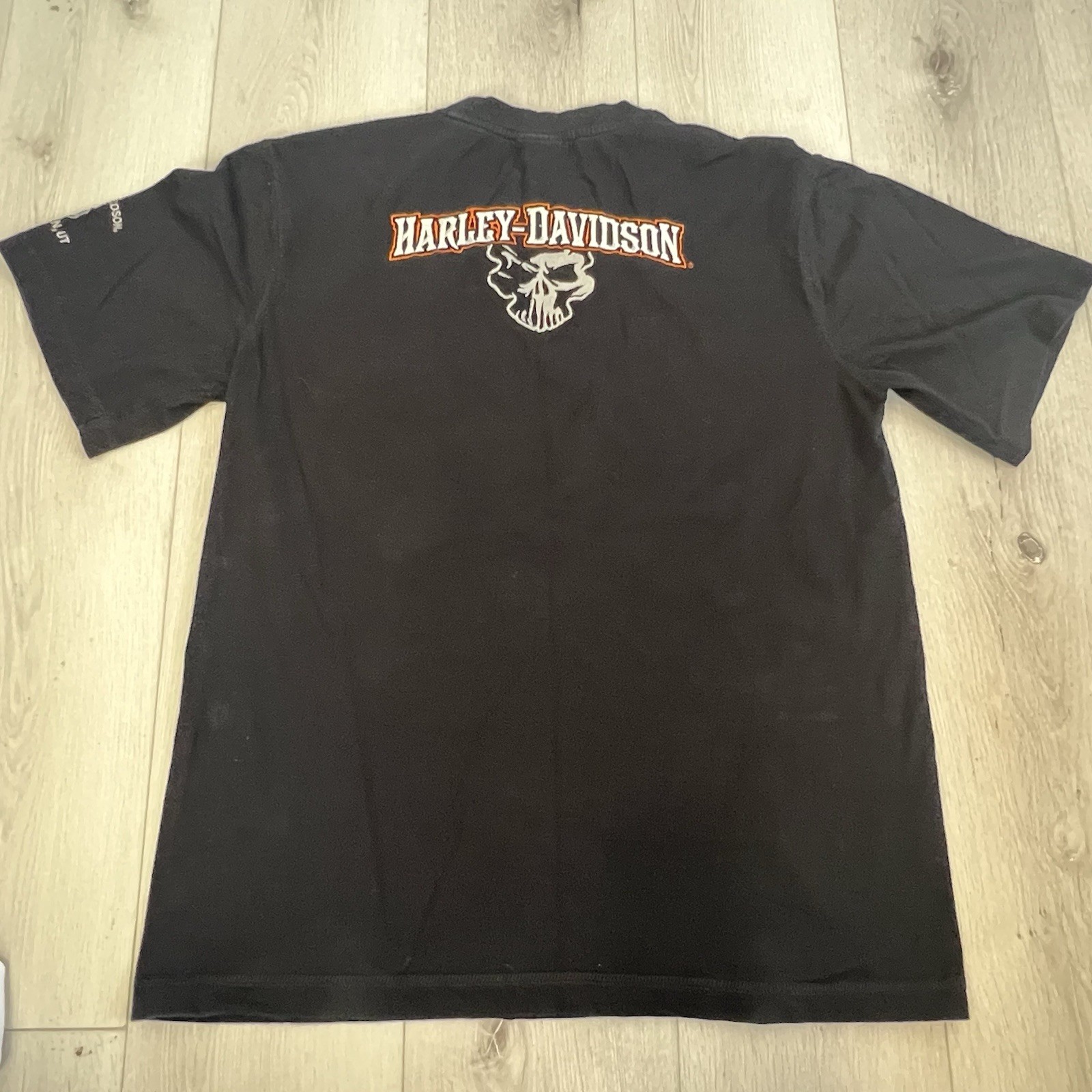 Harley-Davidson Men’s Medium Black Skull Graphic T-Shirt Embroidered Logo