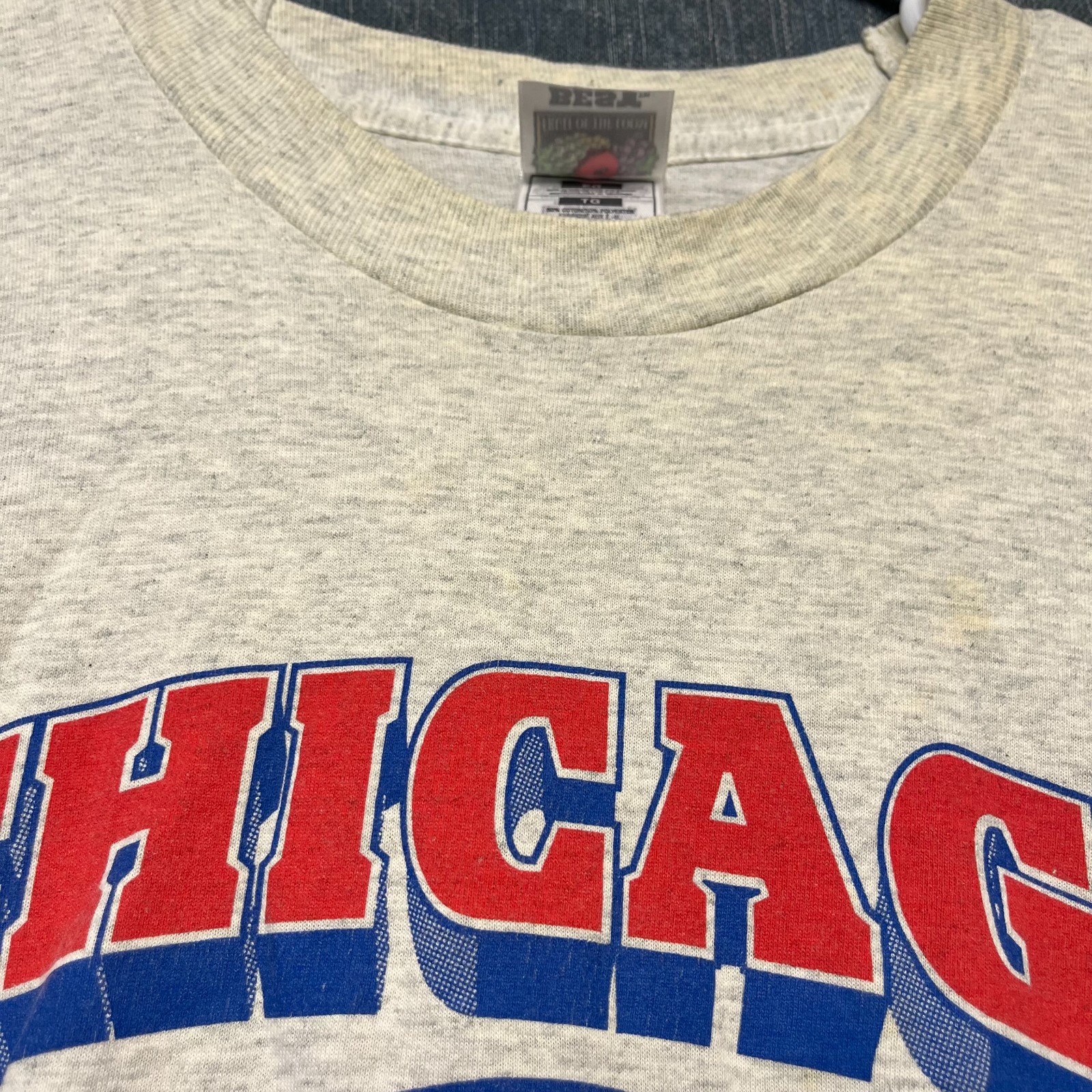 Fruit of the Loom Men’s Chicago Cubs T-Shirt Size XL Gray MLB Vintage 90s Single