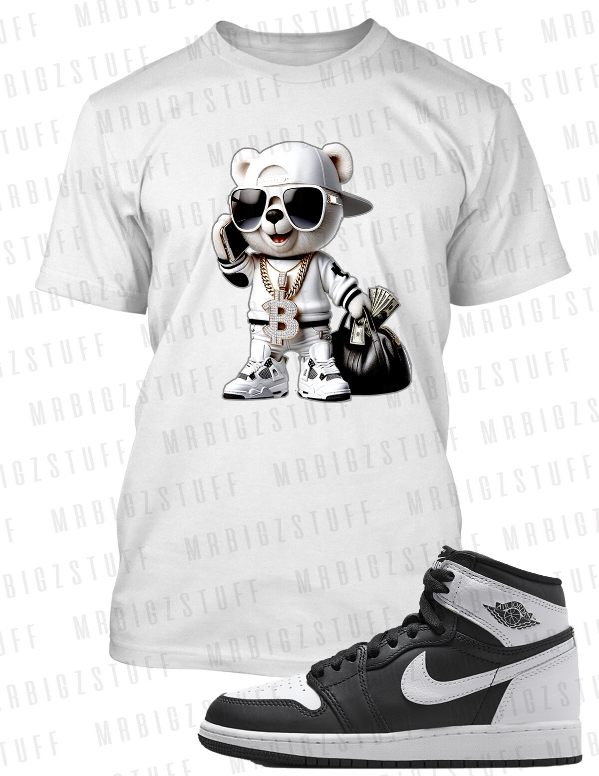 J1 Panda Bear Got Bag Drip Sneaker Tee Shirt To Match Street Wear Shoes Graphic