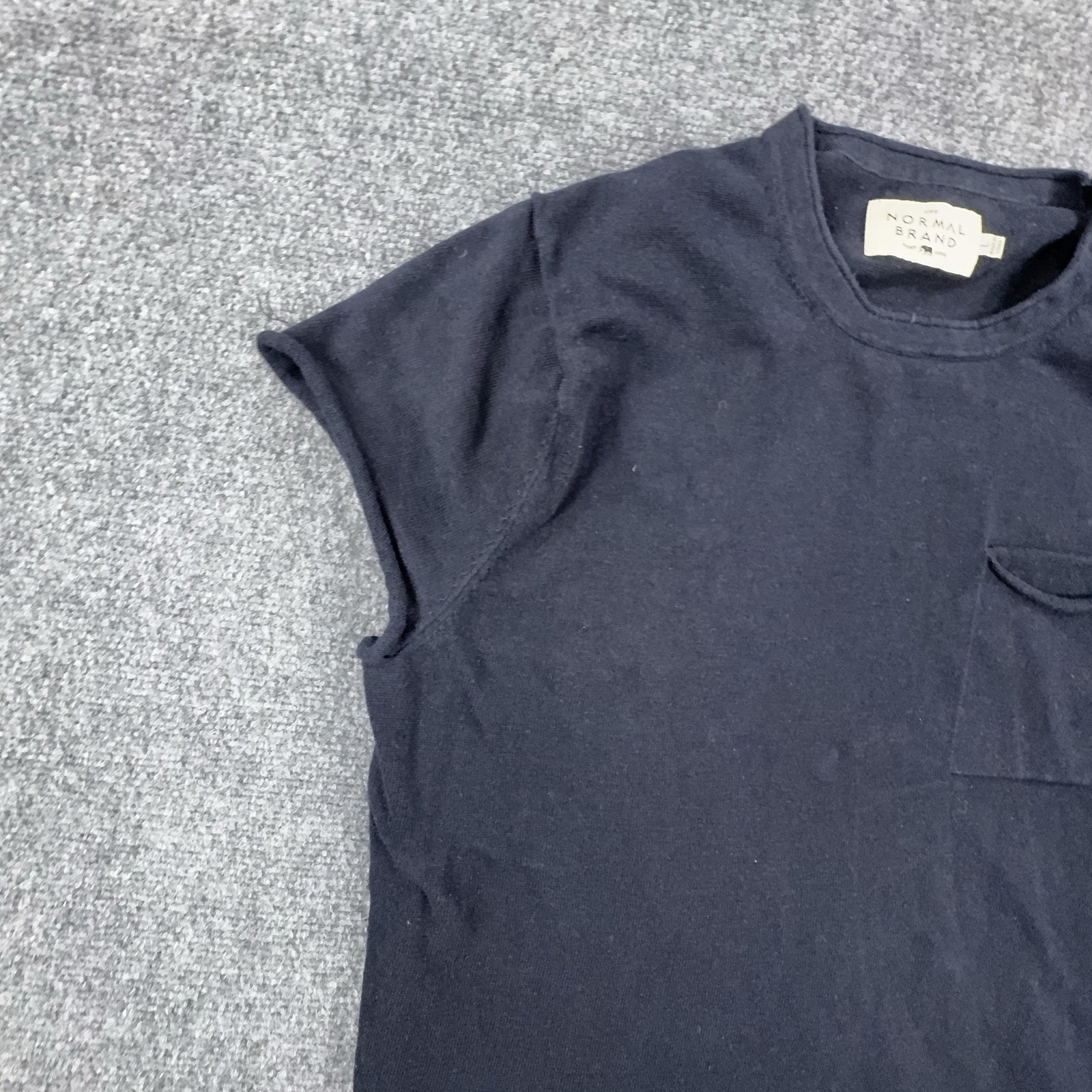 The Normal Brand Shirt Mens Large Blue Pocket Crewneck Cotton Tee Casual