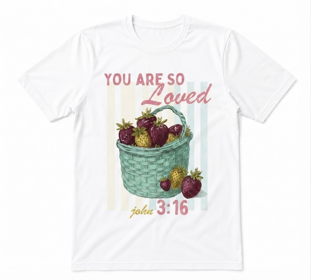 Cute Christian Strawberry So Love White T-shirt