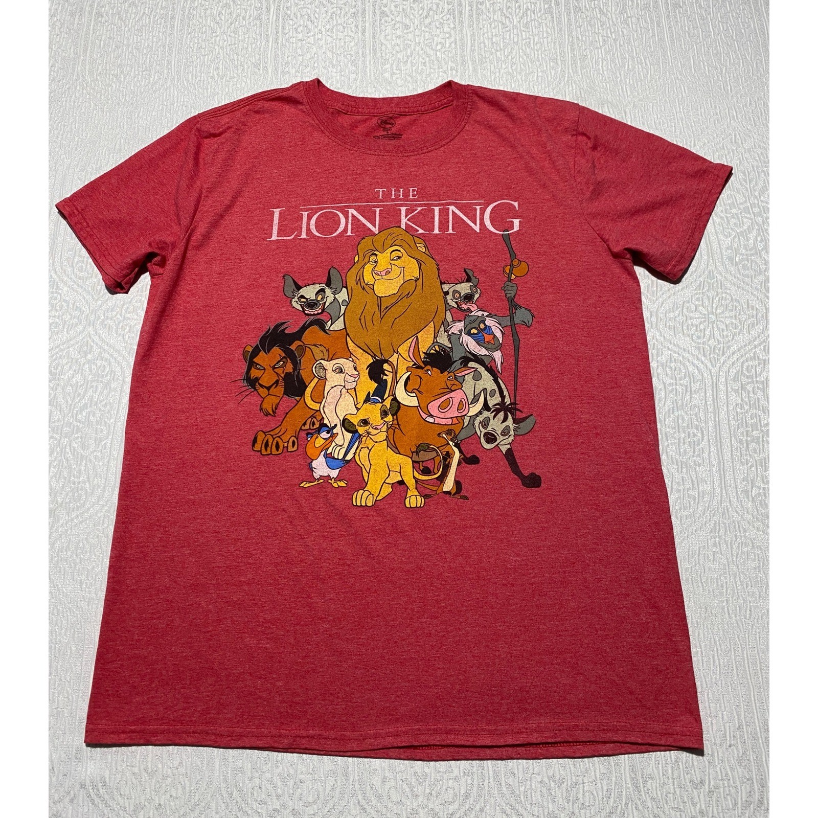 Disney The Lion King Mens Large Red Heather Graphic T-Shirt Simba Scar Mufasa