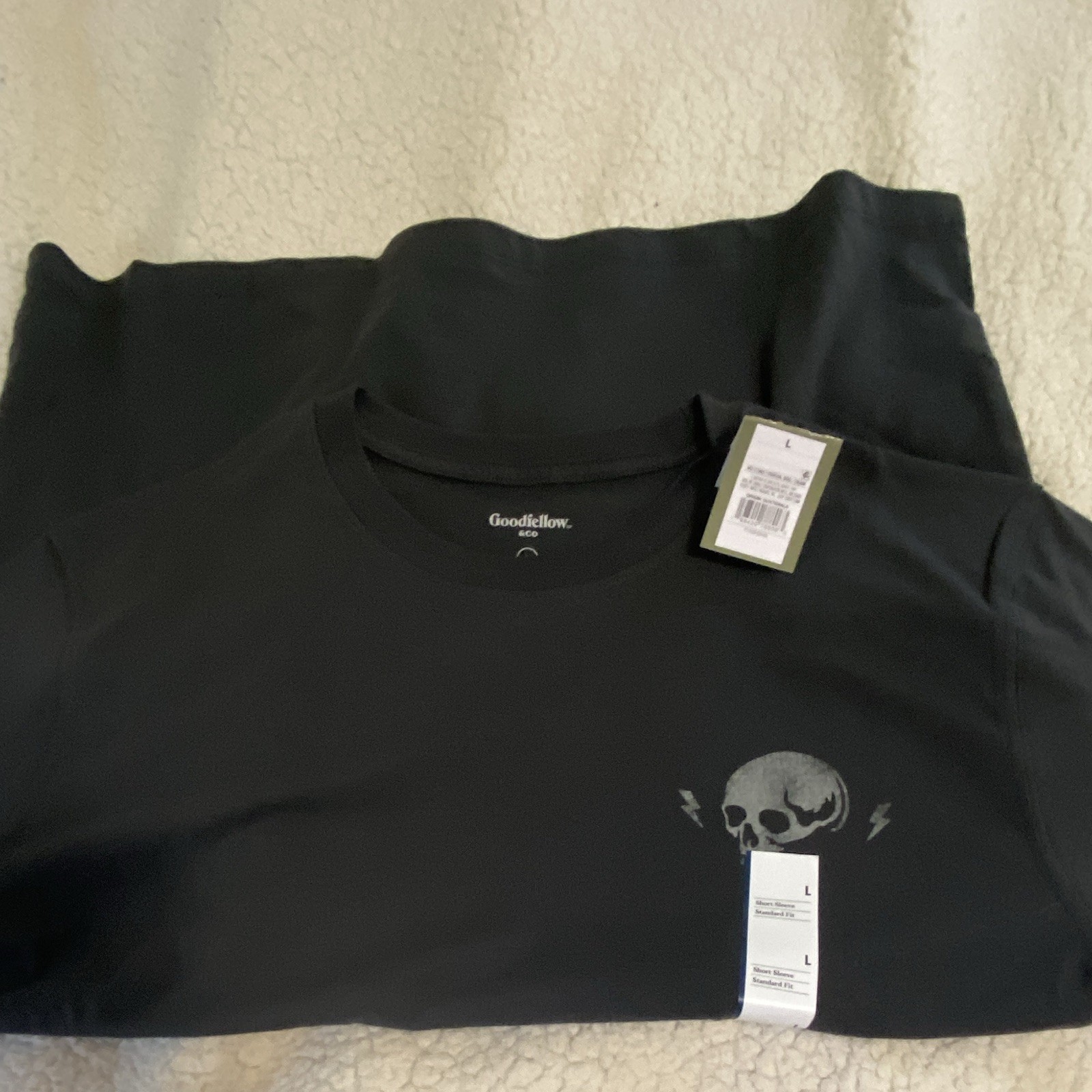 Goodfellow & Co Men’s L Black Cotton Crew Neck Graphic Skull Moto T-Shirt