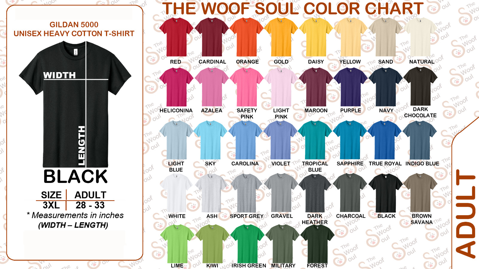 3XL Gildan 5000 Unisex T-shirt G500 Tee